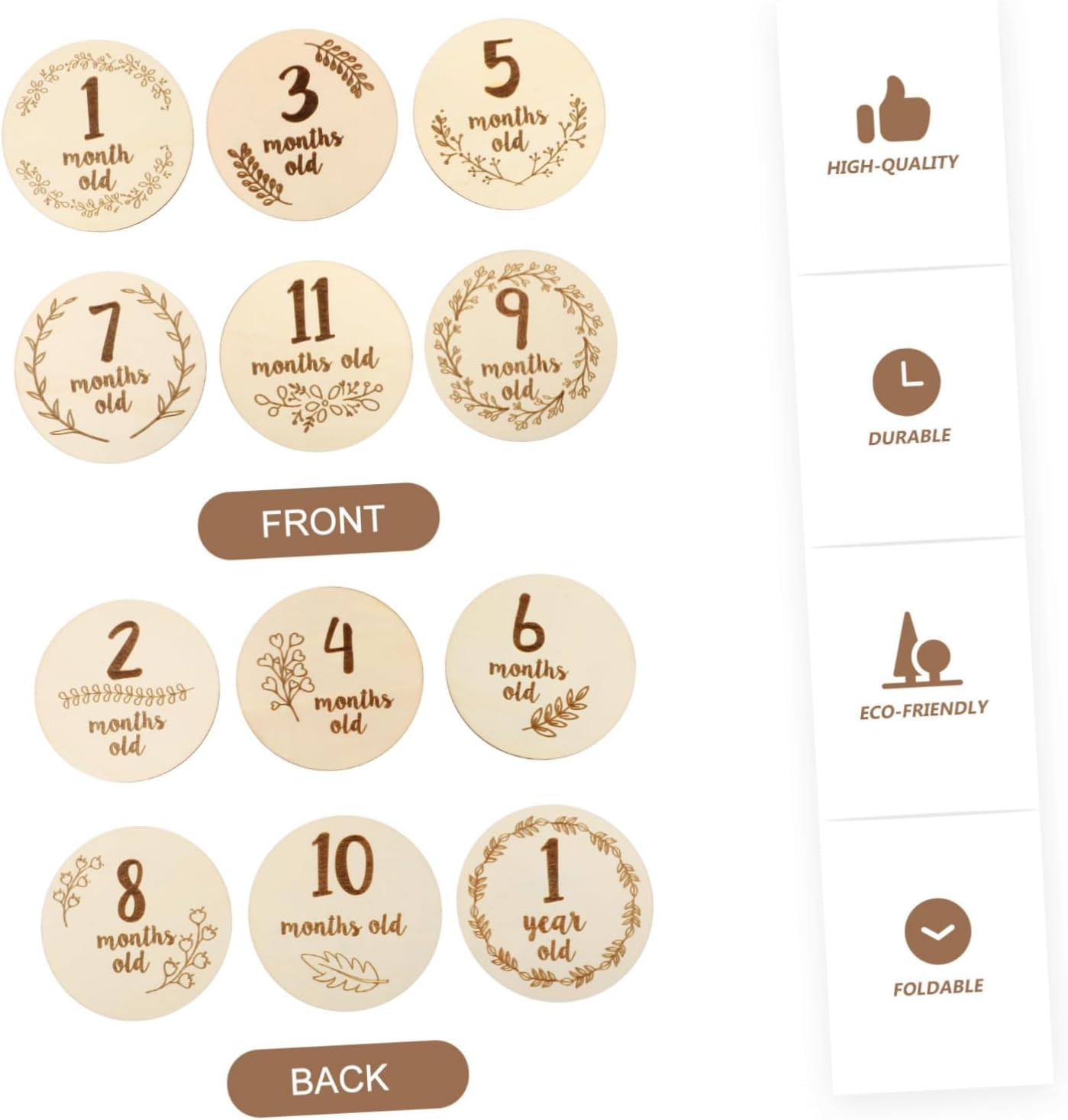 Abaodam 6Pcs Double Sided Milestone Cards Photography Props for Newborn Growth Commemoration Creative Monthly Photo Markers Shower Gift image number 5