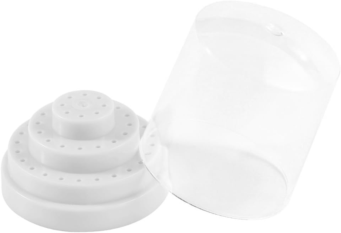 Lurrose 48 Holes Nail Manicure Bit Holder Drill Organiser Display Box Case for Nail Polishing Machine (White) image number 1
