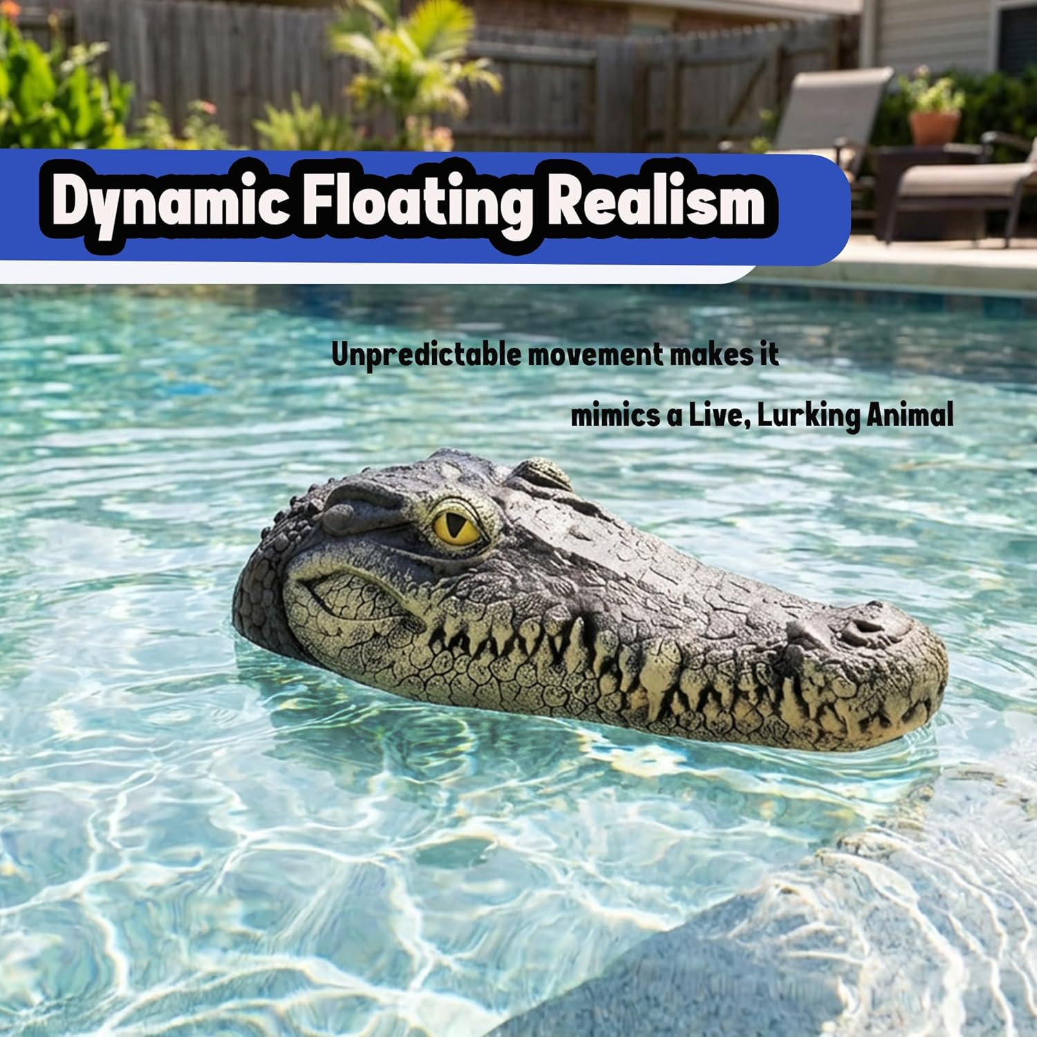 Epochtech Floating Alligator Head, Pool Accessories Float Alligator for Koi Pond Decoration and Protection to Scare Away Birds image number 3