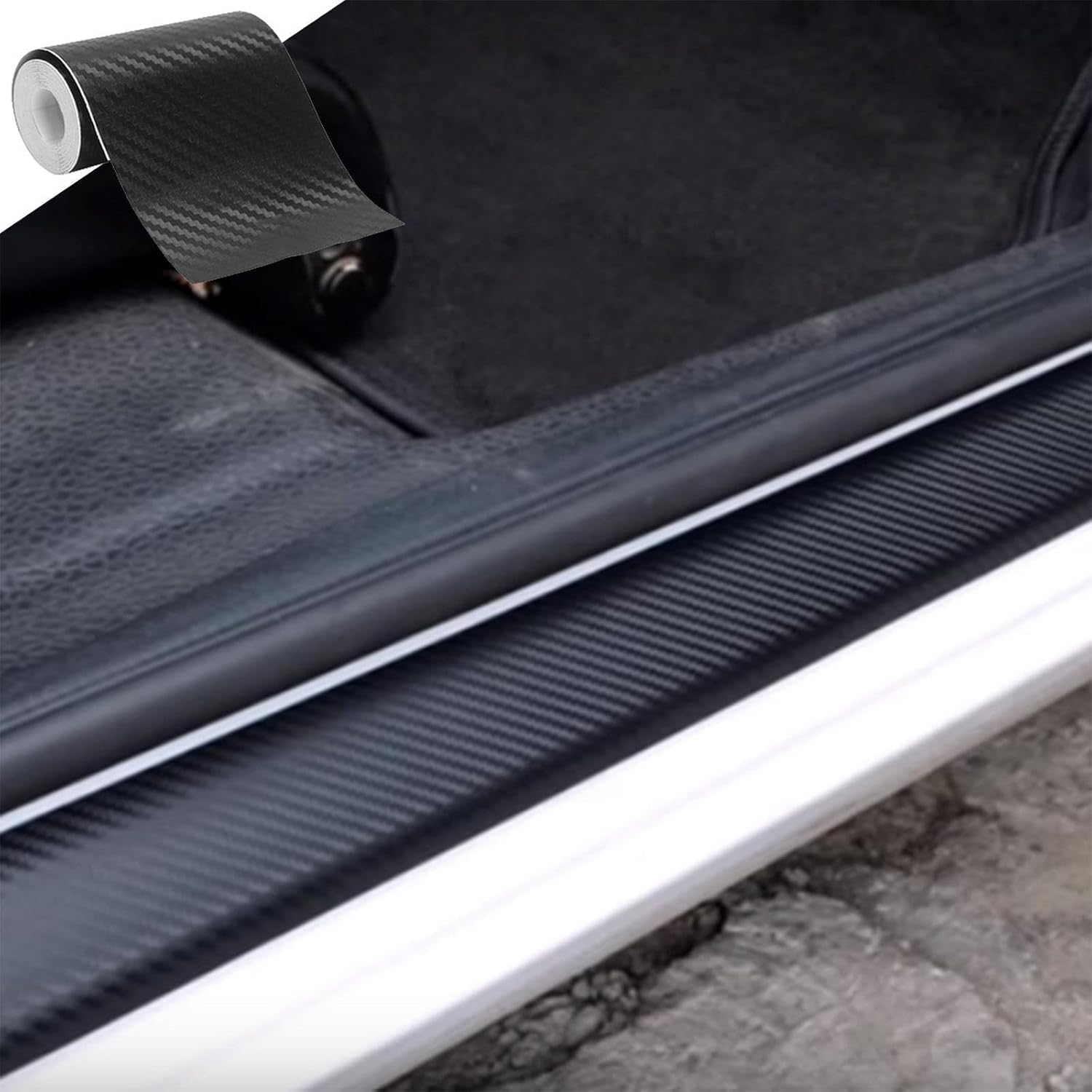 Maciun Car Carbon Fiber Tape - 3D Wrap Detailing Film, Adhesive Twill Weave Sheet Sticker, Protection Tape for Trunk Bumper Dashboard image number 6