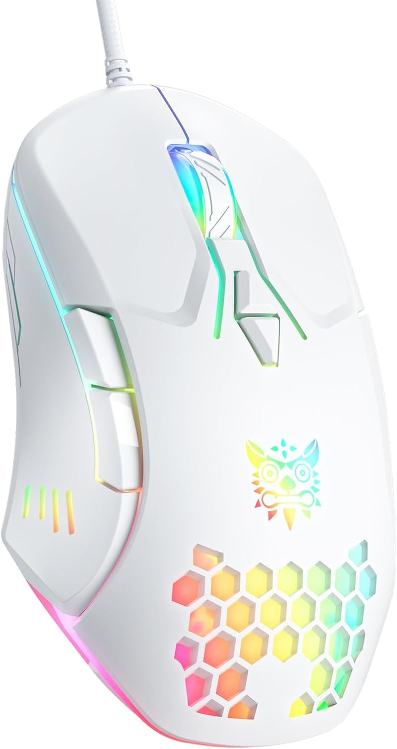 Gaming Mouse, Wired PC Entry Level Mouse with RGB Backlit and Adjustable DPI, Ergonomic Office Laptop Mouse, Computer Gamer Mouse with 7 Responsive Buttons for Windows/Mac/Linux/Chrome