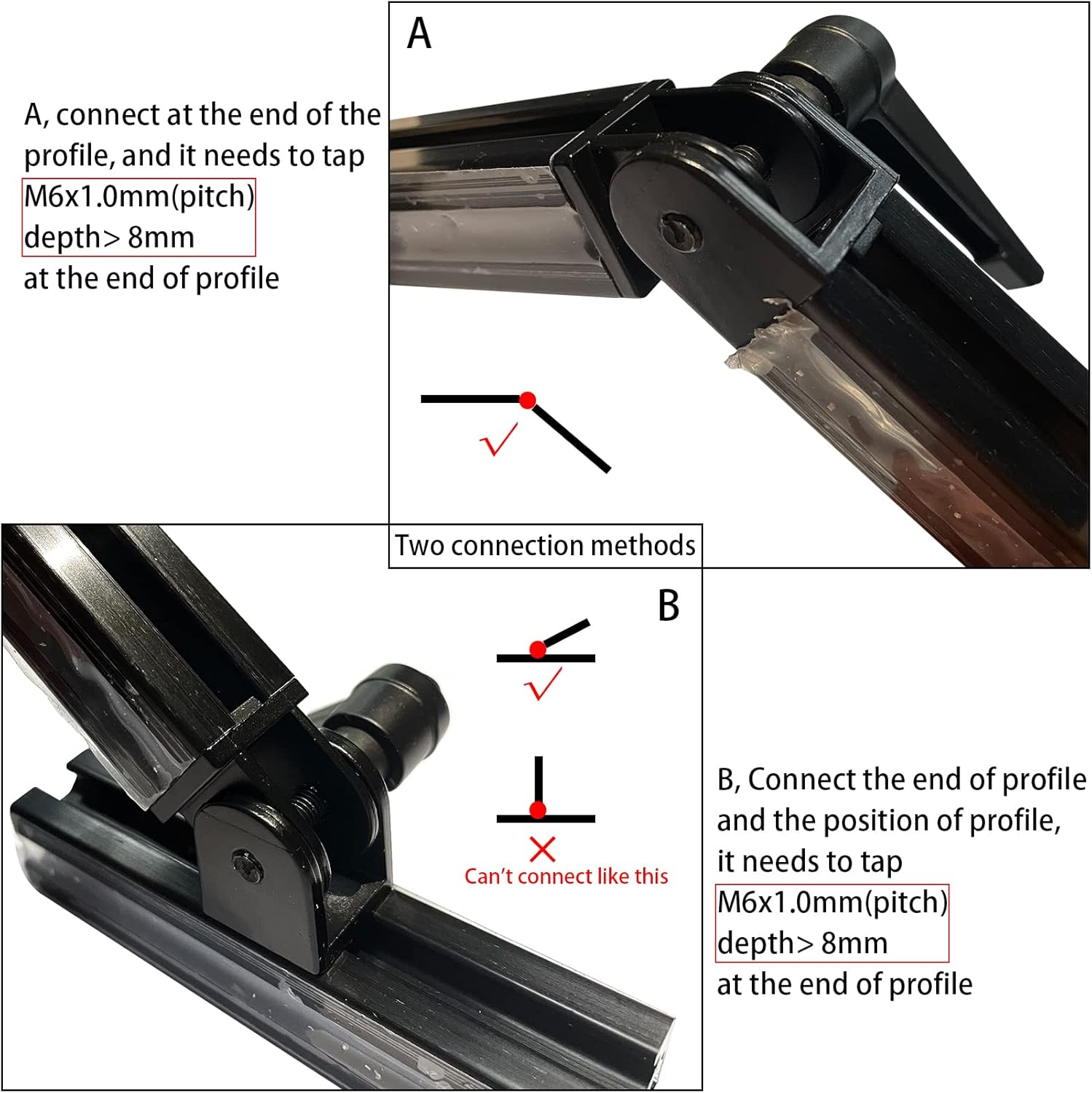 BLCCLOY 4 Sets Black 2020 Aluminum Extrusion Pivot Hinge Swivel Degree Angle Bracket with Handle for 20 Series 20/20 2040 V T Slot Extruded Aluminum Profile Hardware Connector image number 4