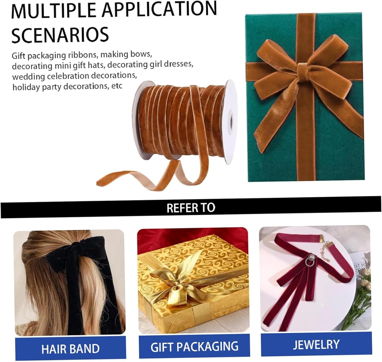 50 Yards Vintage Brown Velvet Ribbon 1CM Thin Ribbon for Gift Wrapping Wedding Decoration DIY Project (Brown) image number 6