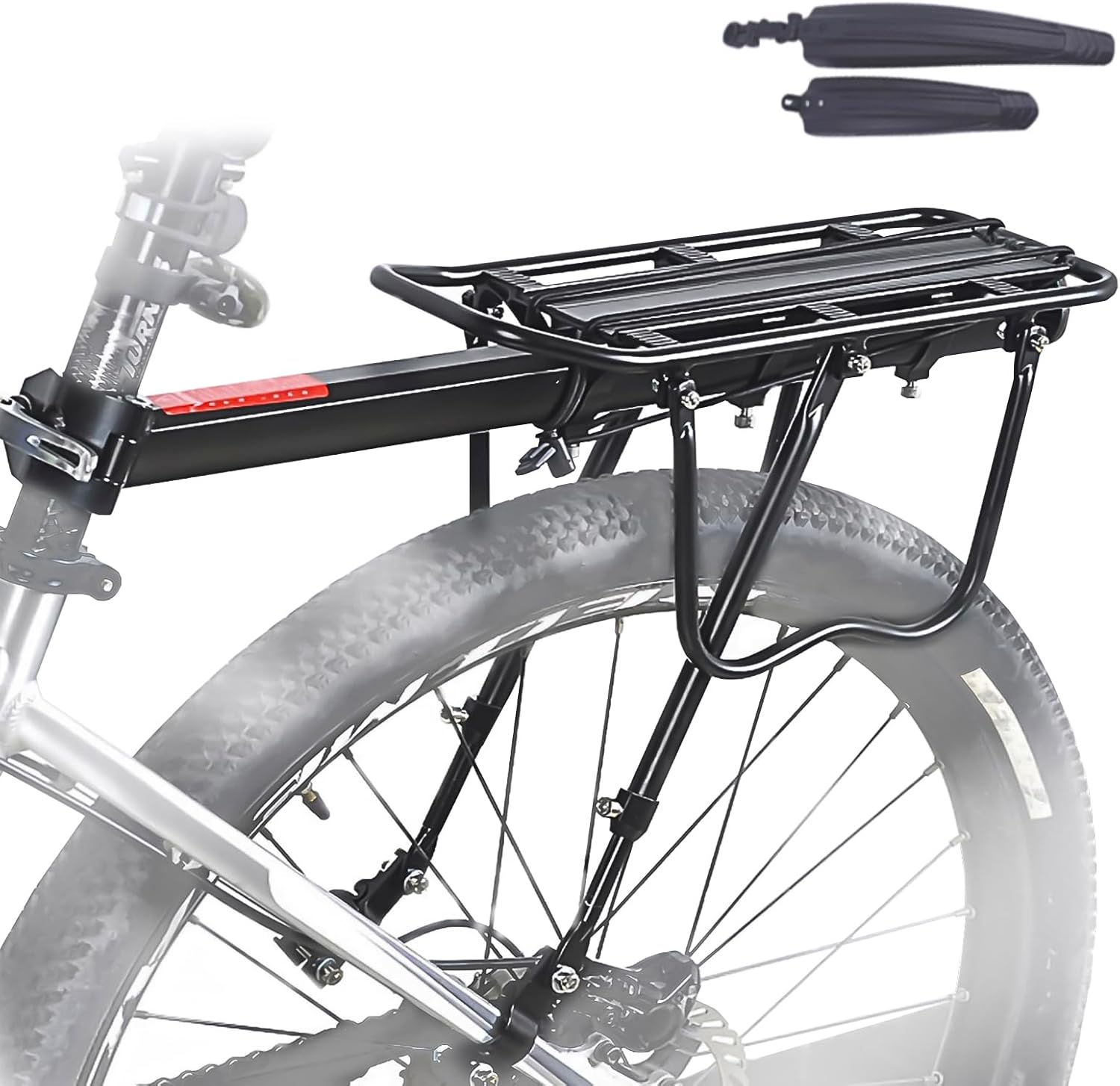 Bike Rear Cargo Rack - Adjustable Bicycle Trunk Pannier Back Rack with Fender and Reflector, Easy Install Quick Release Bike Luggage Carrier Rack with 130 Lbs Capacity for Mountain, Road, City Bikes image number 6