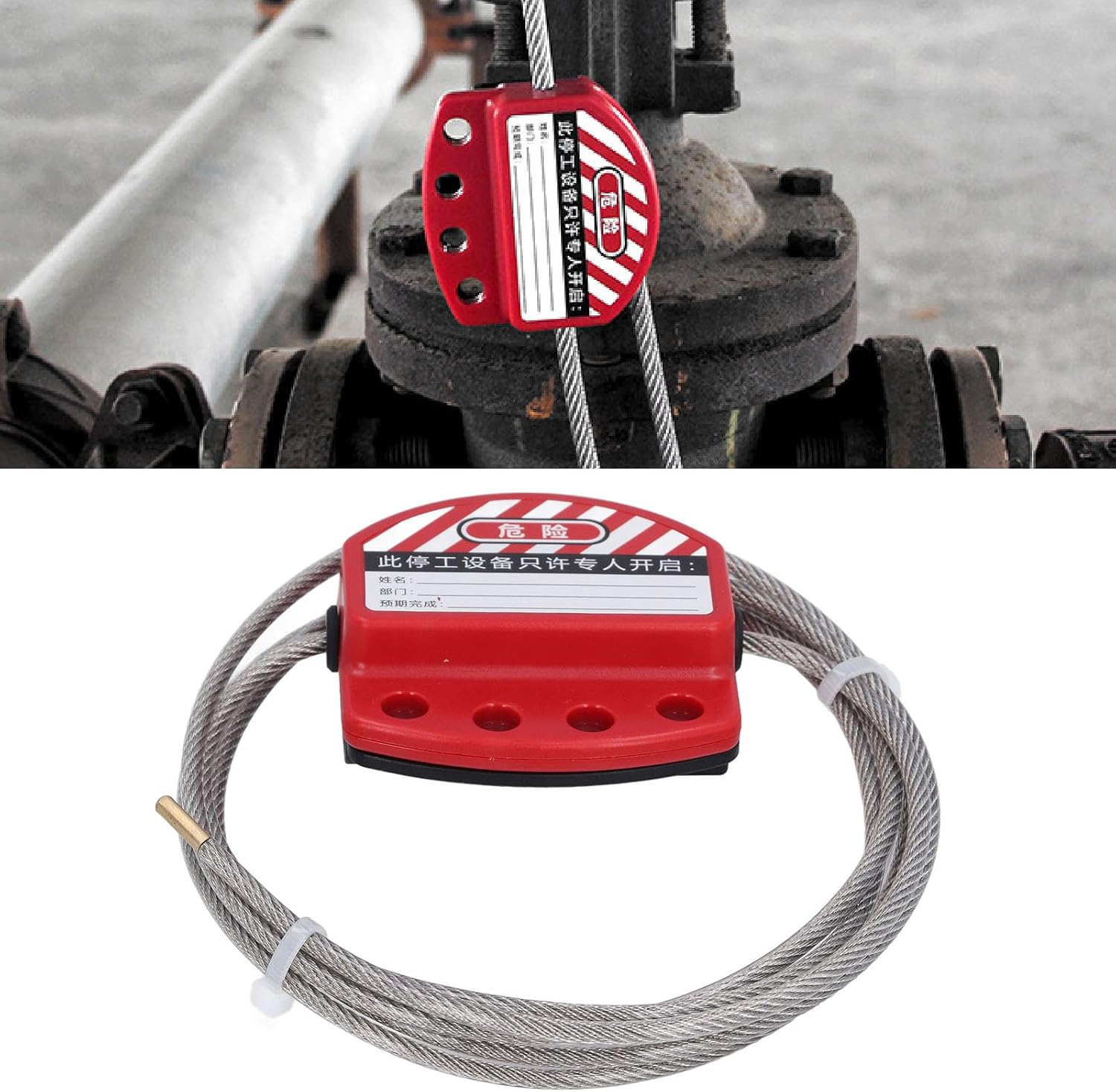 Stainless Steel Adjustable Lockout Cable Lock, 4Mm Steel Safety Padlock for Lock Out Tag Out image number 2