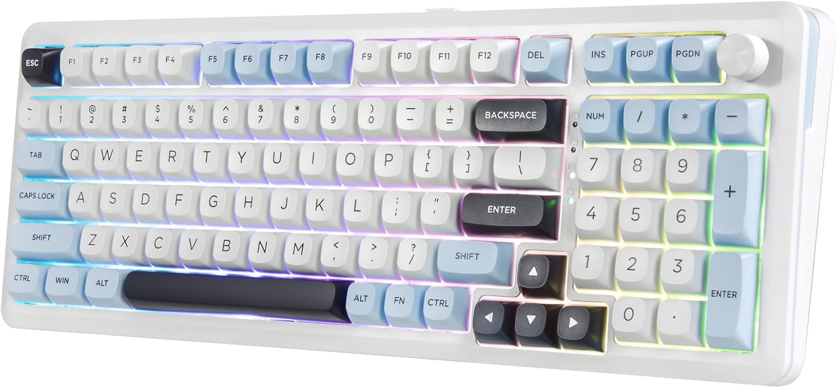 Z-98 Wireless Mechanical Keyboard, Creamy Sound, Hot Swappable Pre-Lubed Linear Switches, Gasket Structure with Sound Dampening Foam, RGB Backlit, 99 Keys Custom Gaming Keyboard for Pc/Mac,Blue image number 3