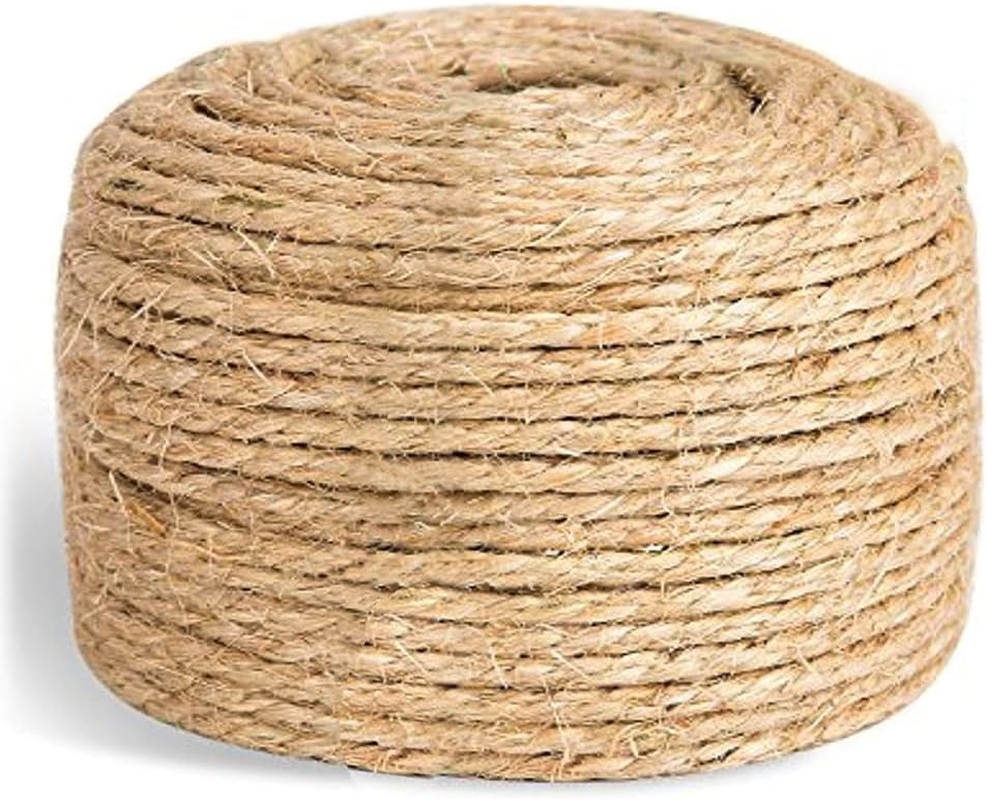 Sisal Rope for Cat Tree Repairing 66 FT, 1/4 Inch (6Mm) Diameter Sisal Rope for Cat Scratching Post Replacement, DIY Cat Scratcher, Brown