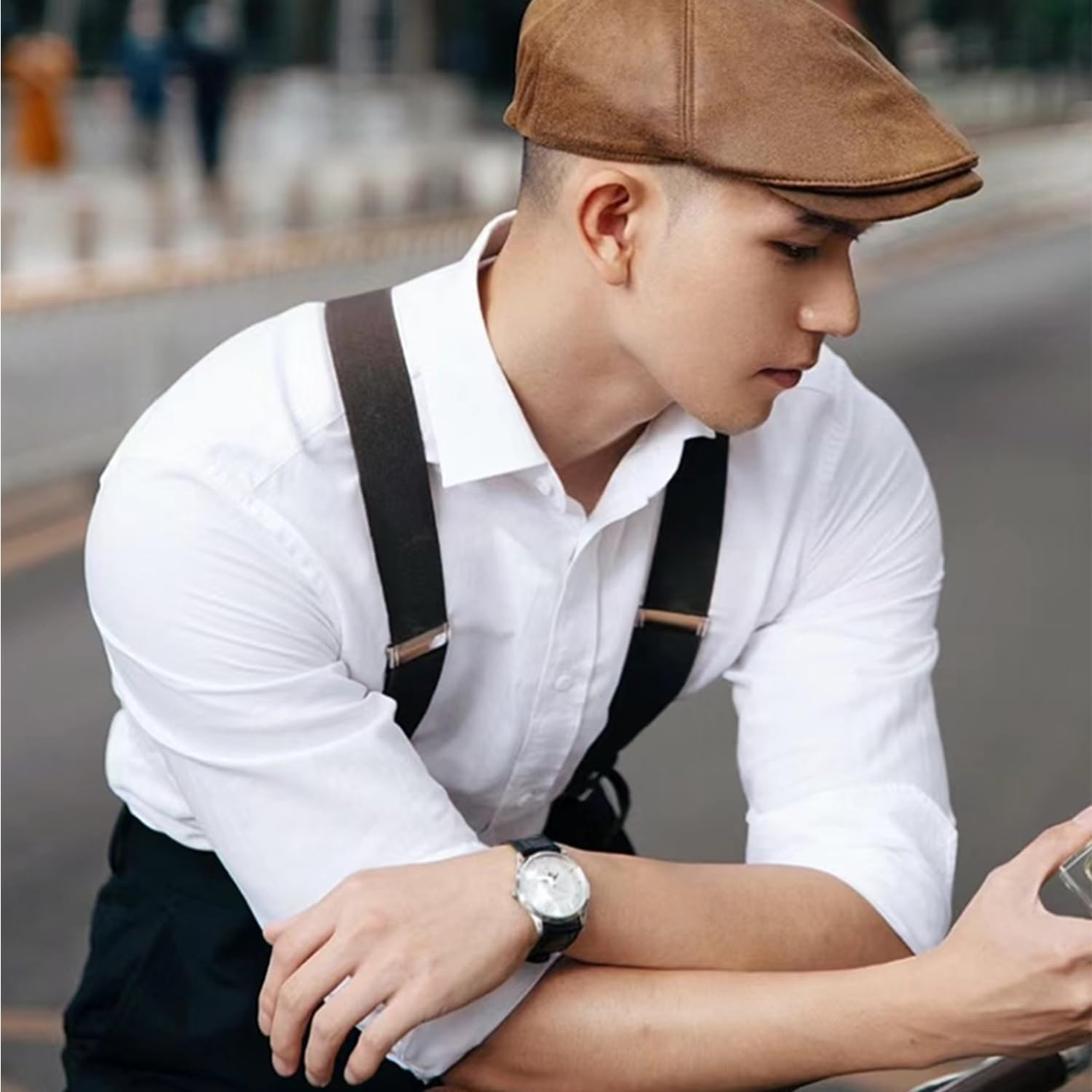 Suspenders for Men,Adjustable Suspenders with 3 Hooks,Elastic Straps Design,Y-Back Costume Suspender Heavy Duty for Work by H HOME-MART