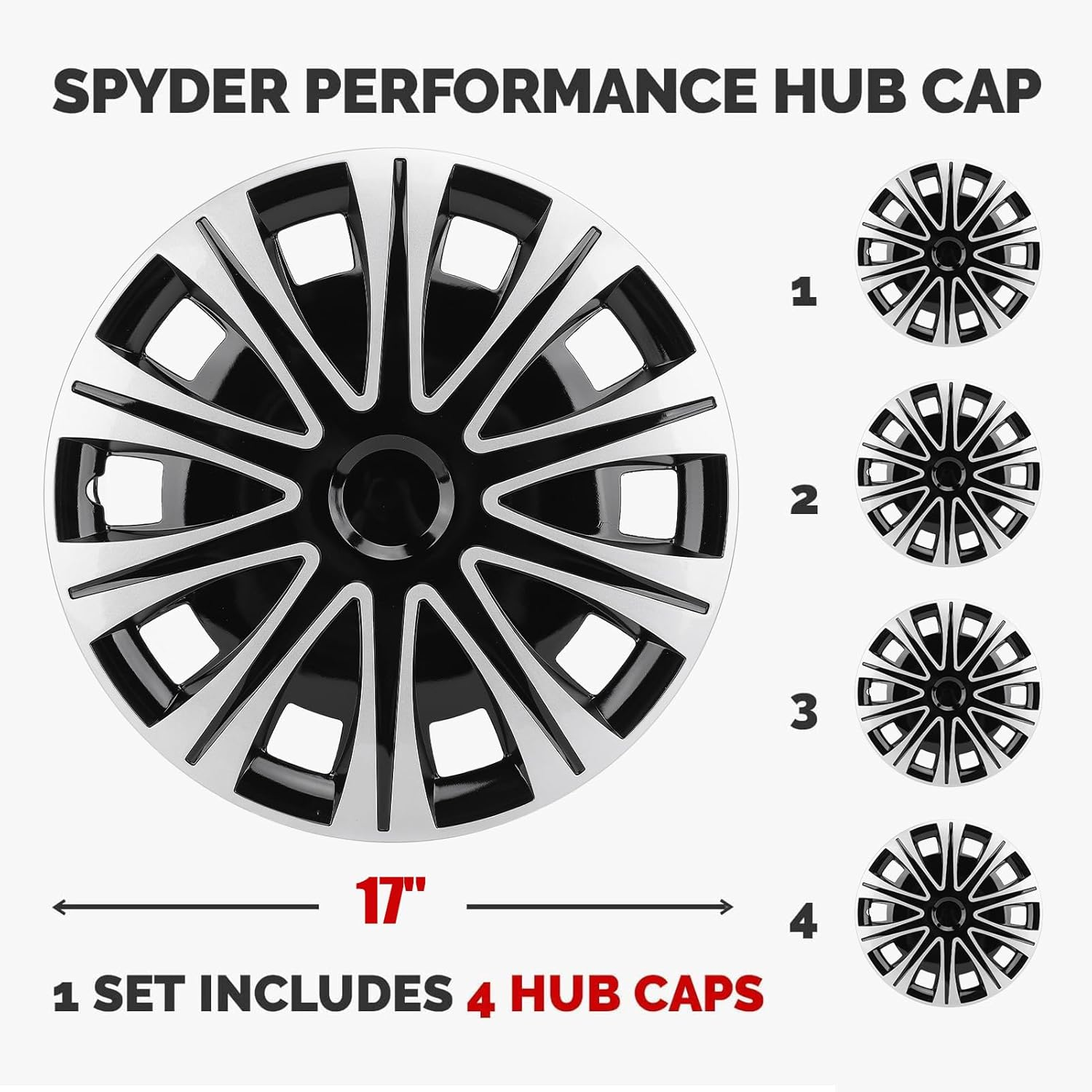 Hubcaps, Set of 4 17 Inch Wheel Hub Cap Full Snap on Universal Wheel Rim Covers for Transit Connect, Hubcap Wheel Cover Replacement Hub Caps Exterior Accessories image number 2