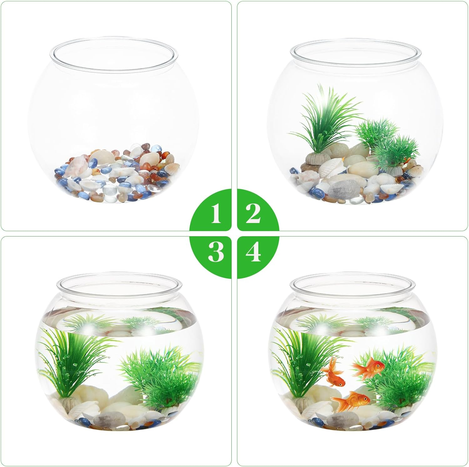 UKCOCO Plastic Fish Bowl : Desktop Aquarium, Clear round Fish Bowl, Pet Material, 8. 65X8. 65X6. 88 Inch, Transparent