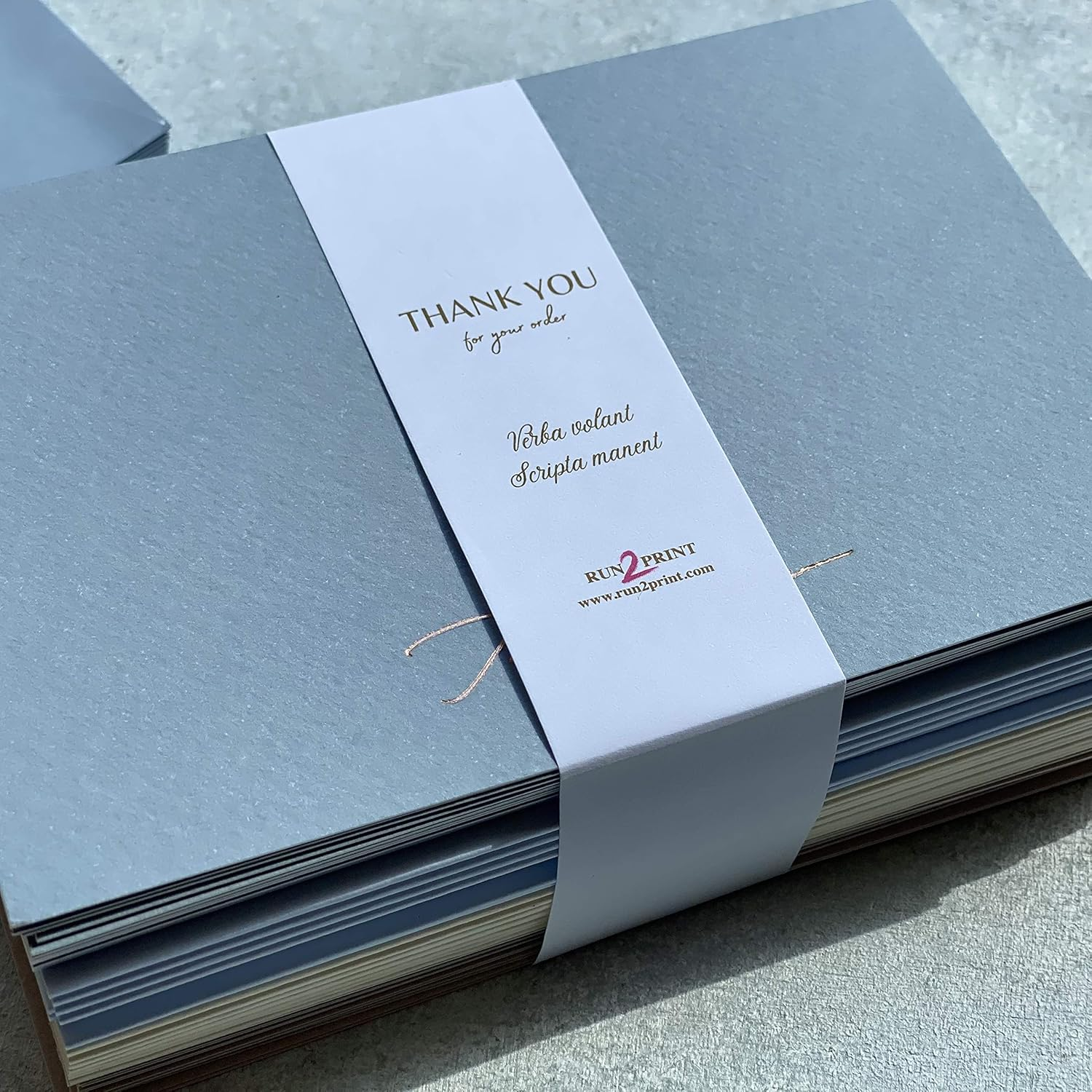 RUN2PRINT Thank You Cards, 36 Pieces, Dusty Blue Color, Peel & Seal Envelopes, Self-Sealing Adhesive, Matching Stickers Included image number 1