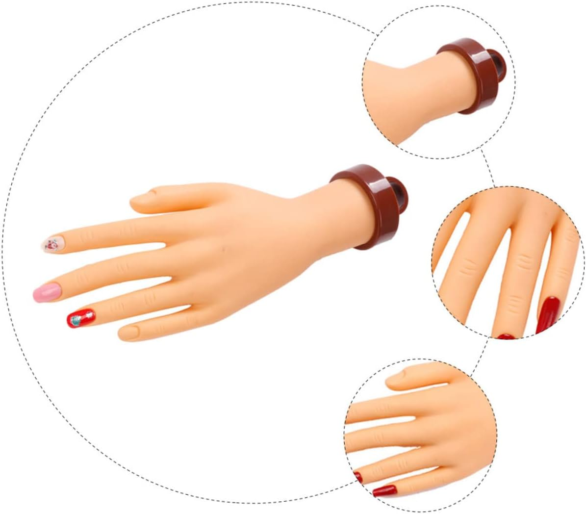 ADOCARN Flexible Manicure Model Simulated Hand Fake Nails Nail Art Wear Portable Hand image number 2