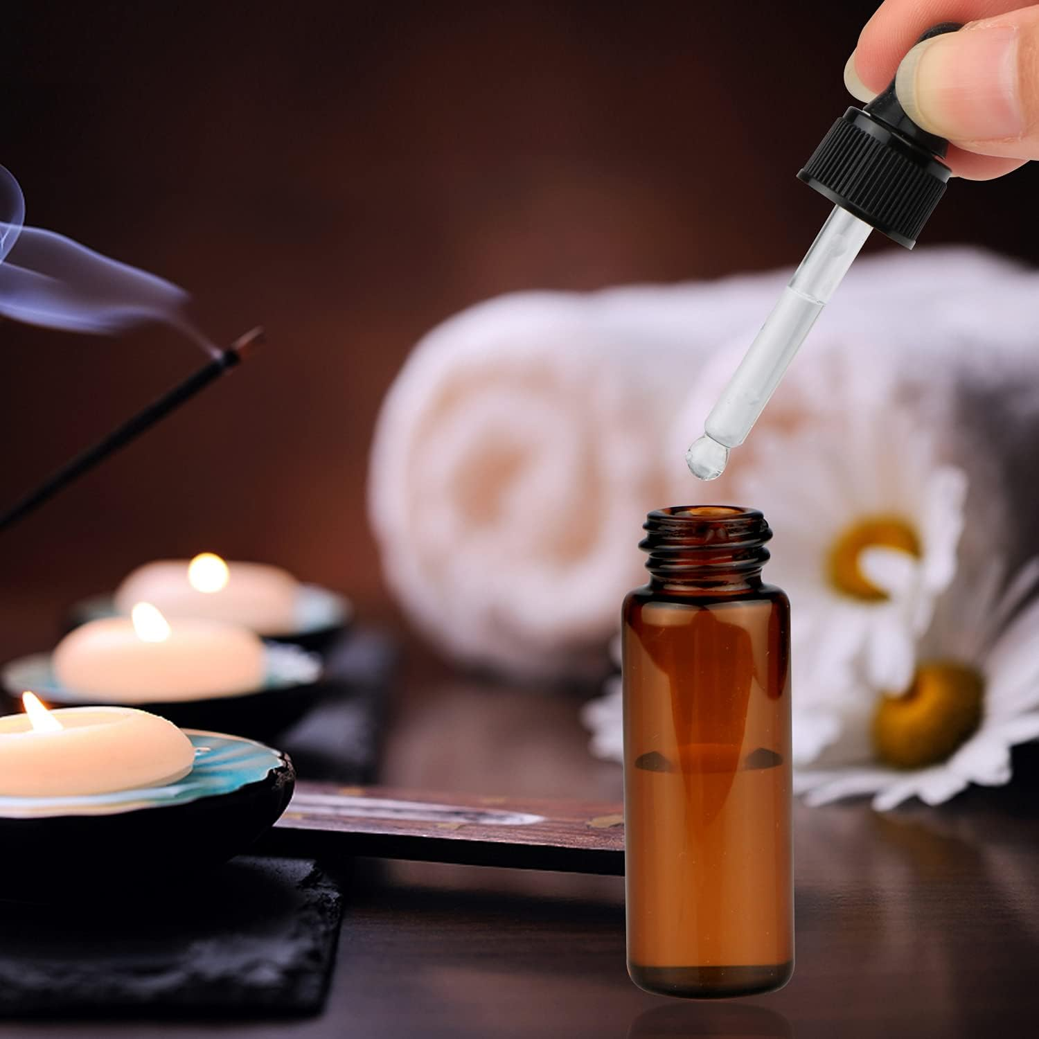 Furnido 5Ml Amber Glass Dropper Bottle,Empty Essential Oil Bottles Glass Vials with Glass Eye Dropper for DIY Aromatherapy Colognes Perfume Liquid Sample Blends Pack of 35-2Pc 2Ml Dropper Included image number 4