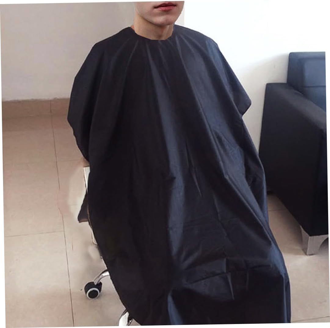 Barber Cape with Neck Duster Brush Hairdressing Tools for Salon Black 2PCS Haircut Gown image number 3