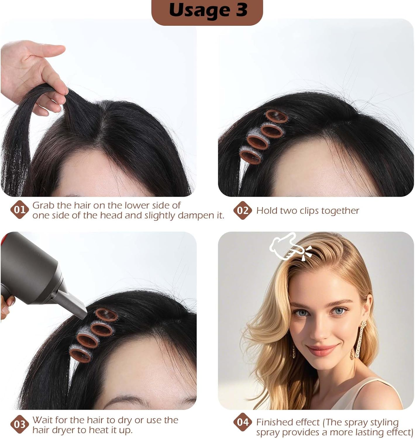 2Pcs Root Lift Curl Clips，Geeric Hair Curlers Rollers Set Instant Hair Volumizing Clip Roller for Volume Heatless Hairdressing Tools for Long Hair Medium and Short Hair image number 3