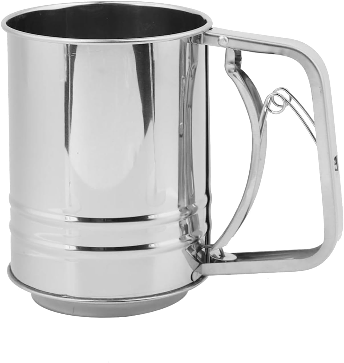 Manual Flour Sifter, Baking Sieve Flour Strainer, Stainless Steel Double Flour Sifter for All Baking Flours and Powdered Sugar Strainer (Silver) image number 1