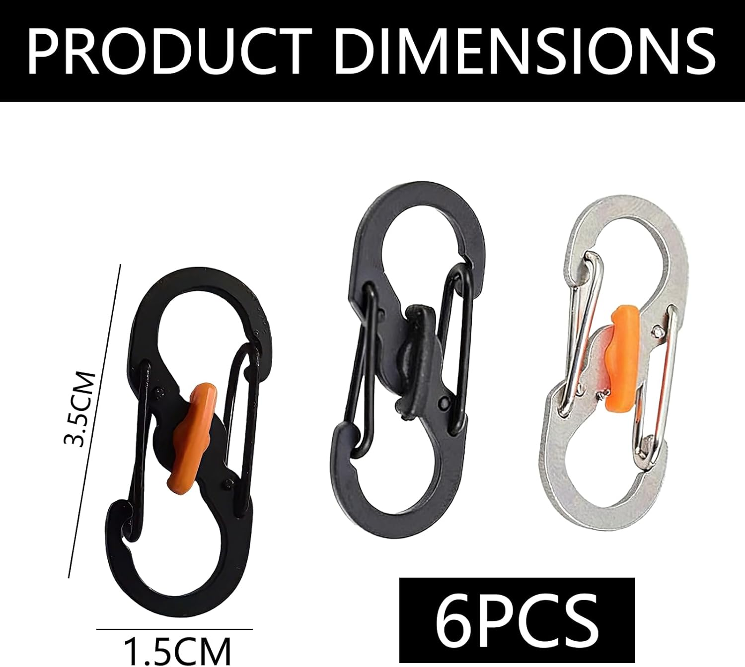 6 Pcs Mini Stainless Steel Carabiner Clip Zipper Clips anti Theft Lock Zipper Durable Lightweight Keychain Multi Purpose Accessories for Travel Backpack Luggage Suitcase Keys and Everyday Carry