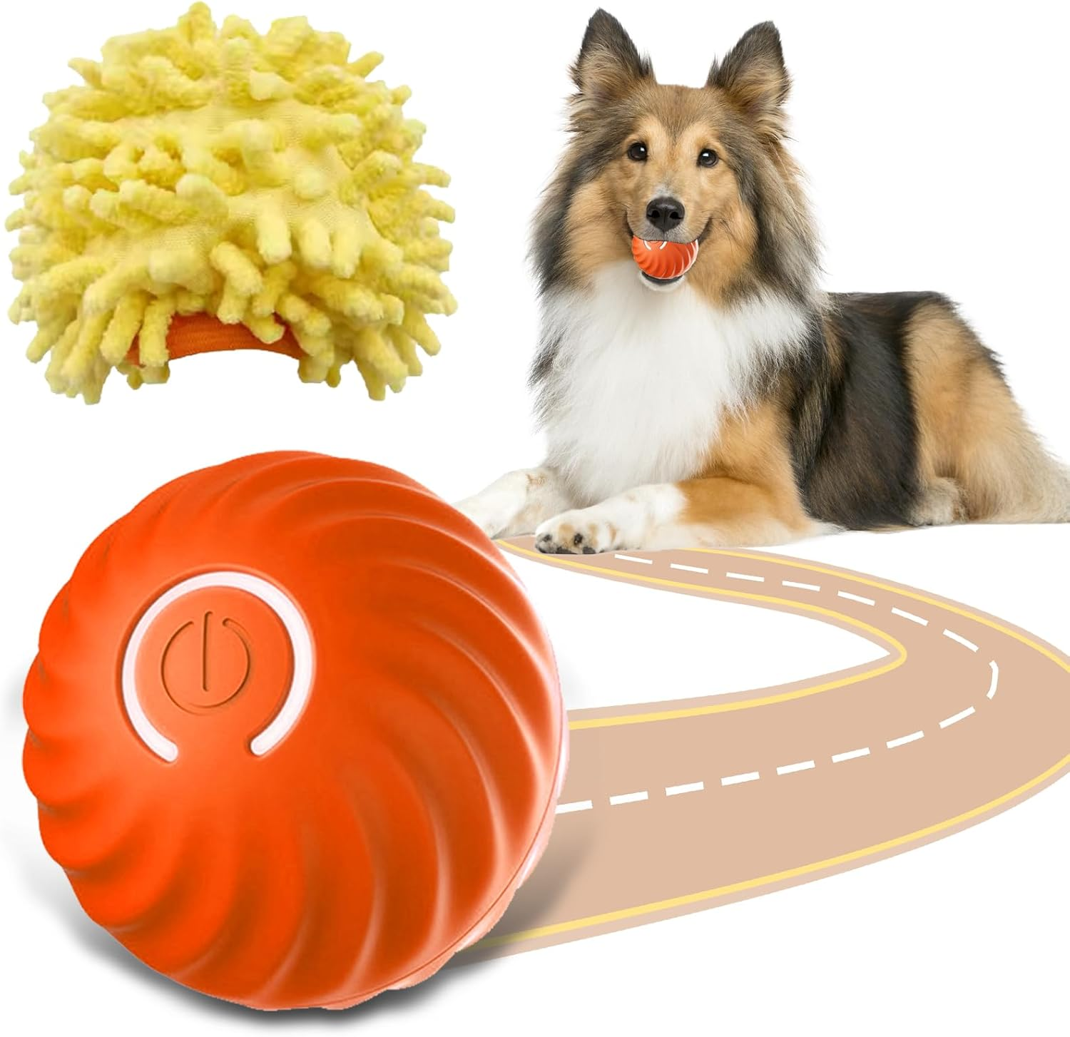 Petgravity Interactive Dog Toys Ball,Automatic Bouncing Rotating Ball,Usb Rechargeable，[2025 Newly Upgraded] Large Size 6.7Cm，Removable Shell for Water Washing，Add a Silent Protective Cover.