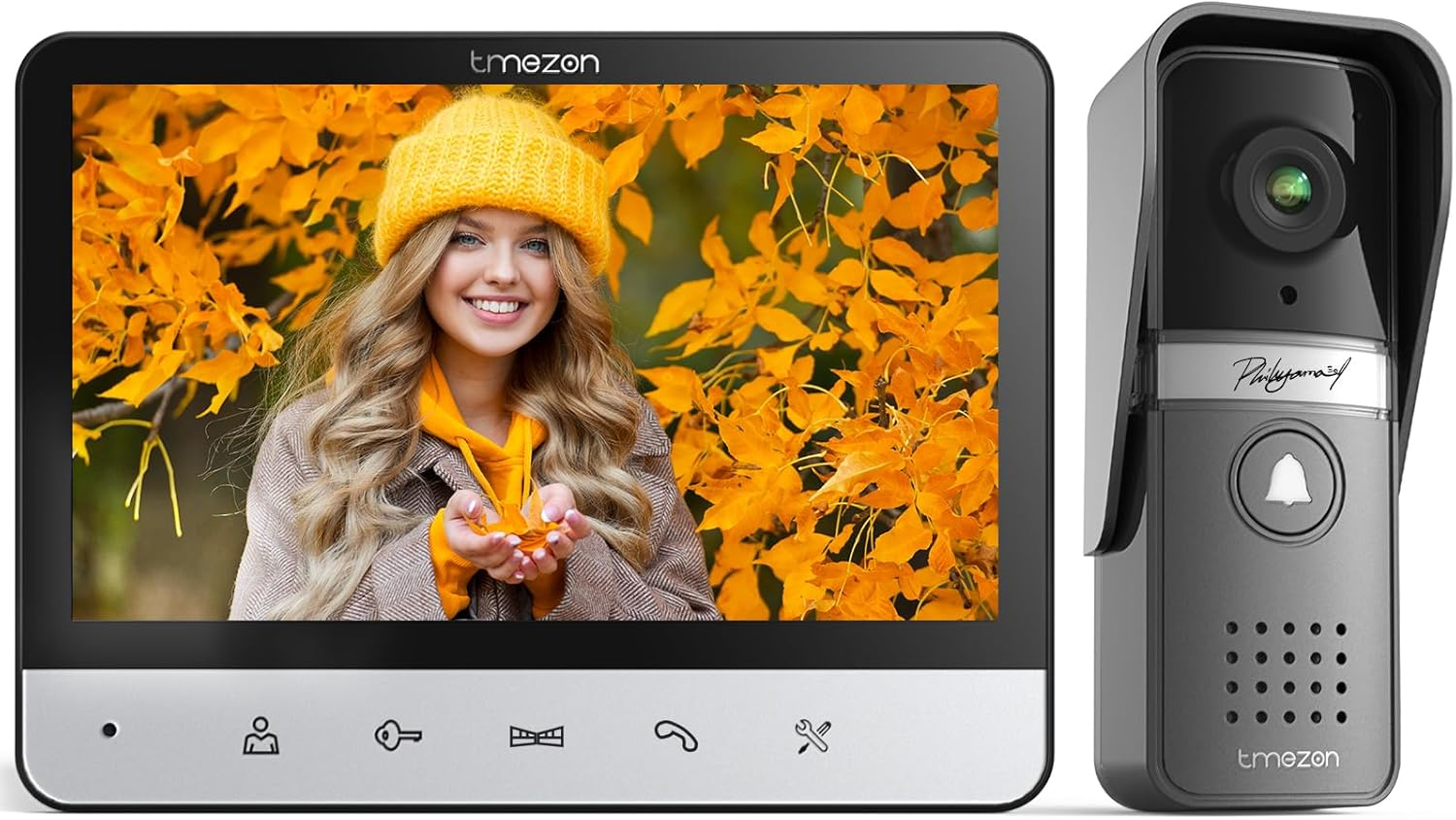 TMEZON Wired Video Intercom System, 7 Inches Video Doorbell Camera with Monitor, Wired Door Bell Support Monitor Unlock, Monitoring, Dual-Way Intercom for Villa Home Office Apartment image number 1