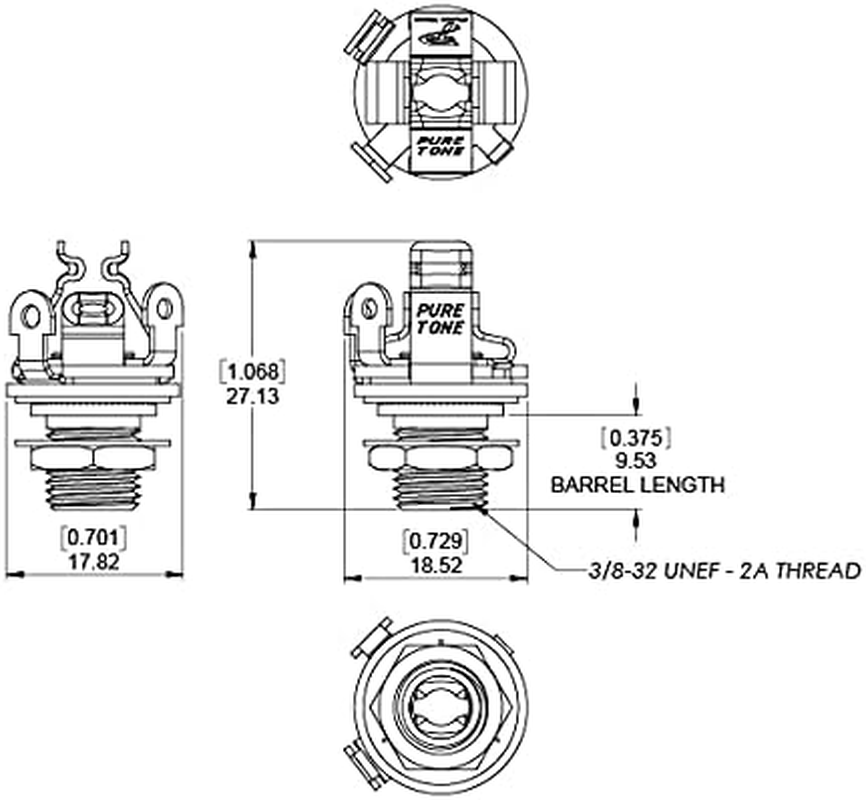 Pure Tone Full-Contact Output Jack for Guitar/Bass, with Mounting Hardware image number 1