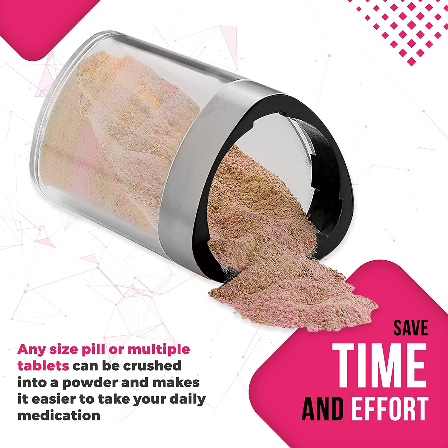 Pill Grinder - Pro Manual Pill Mill Crusher and Cutter Crush, Grind and Pulverize Multiple Pills and Tablets to Fine Powder Use for Seniors, Feeding Tubes, Kids or Dogs, Cats, & Pets image number 2