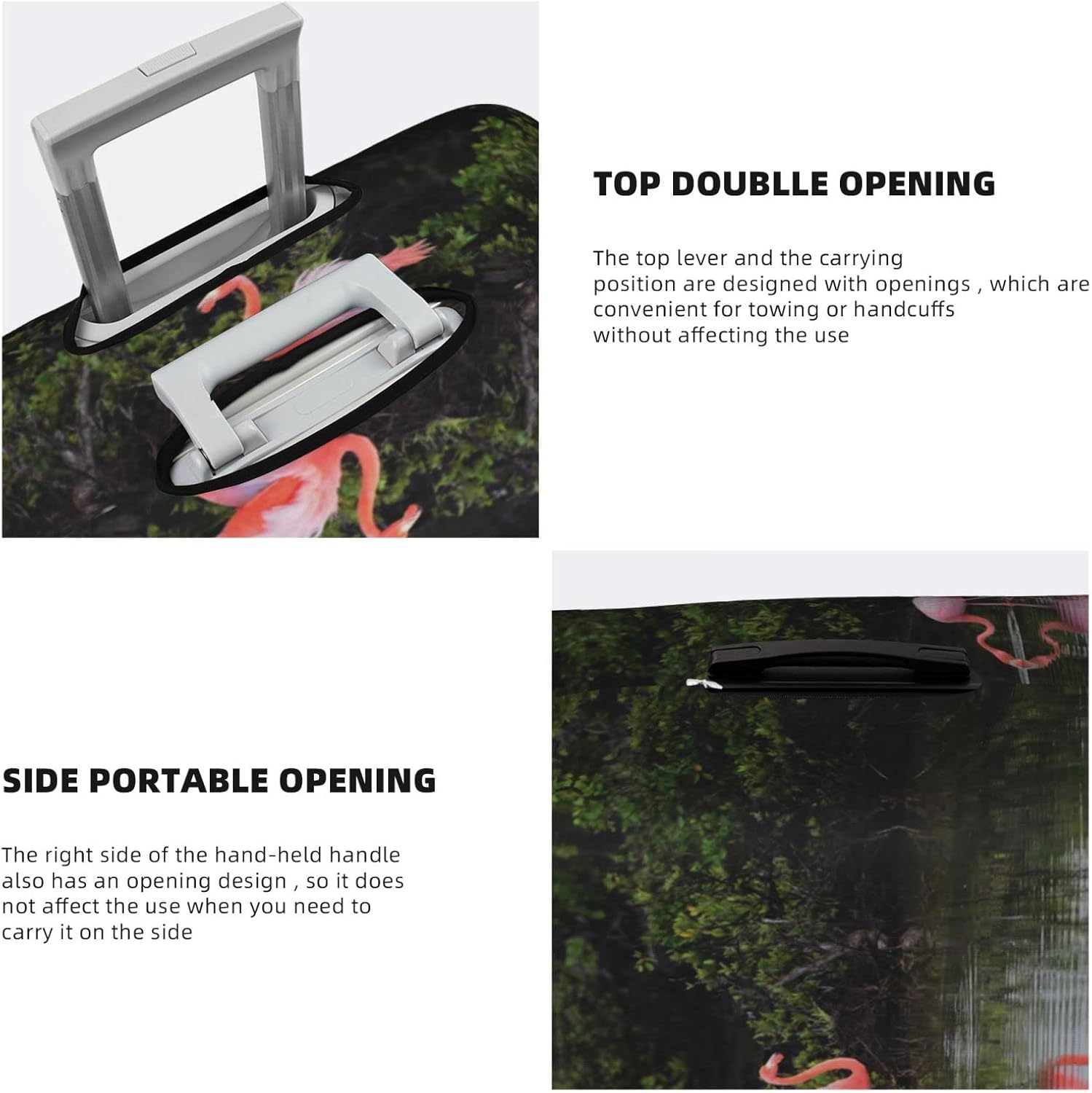 Two Flamingos Luggage Cover Washable Suitcase Protector Anti-Scratch Suitcase Cover Fits 18-32 Inch Luggage image number 5