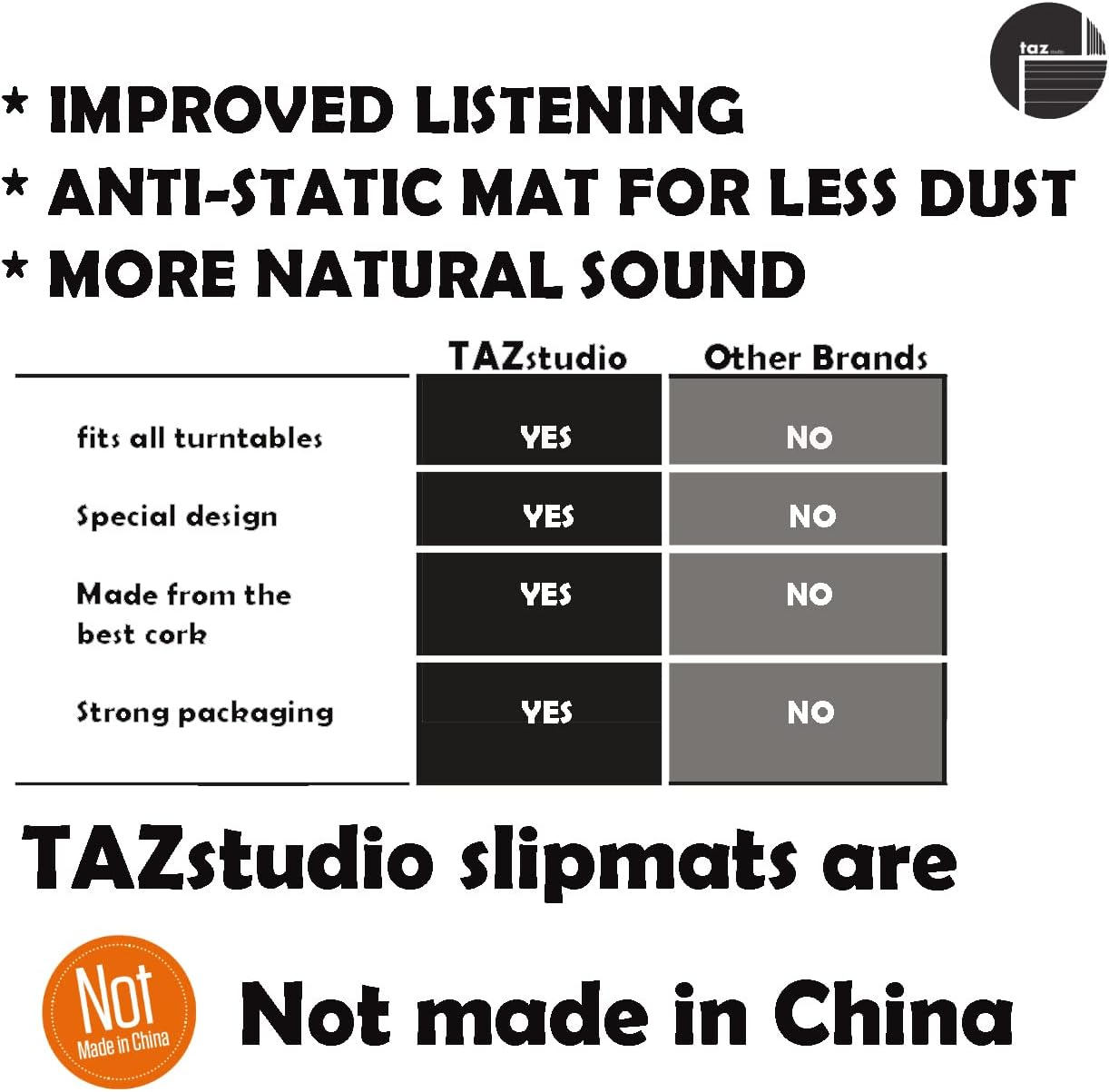 Cork and Rubber Turntable Slipmat - Specially Designed Cork.Burnt Decorative Cork image number 1