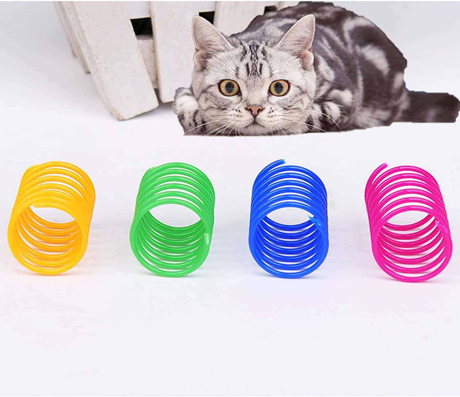 40 Pack Cat Spring Toy, Interactive Cat Toy for Indoor Cats Plastic Coils Colorful Springs Cat Toys Active Healthy Fitness Play Coil Spiral Springs Kitten Toys for Swatting, Biting, Hunting image number 3