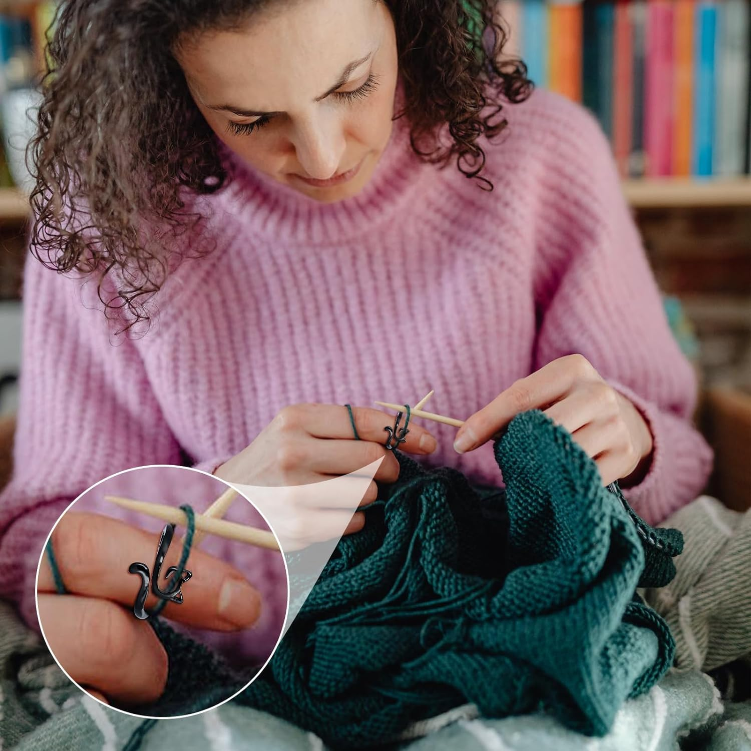 4Pcs Crochet Rings, Adjustable Knitting Crochet Loop Rings Open Yarn Tension Ring Yarn Guide Finger Holder Knitting Thimble Ring for Faster Knitting Supplies for Mother Grandma Gift(Cat Style)