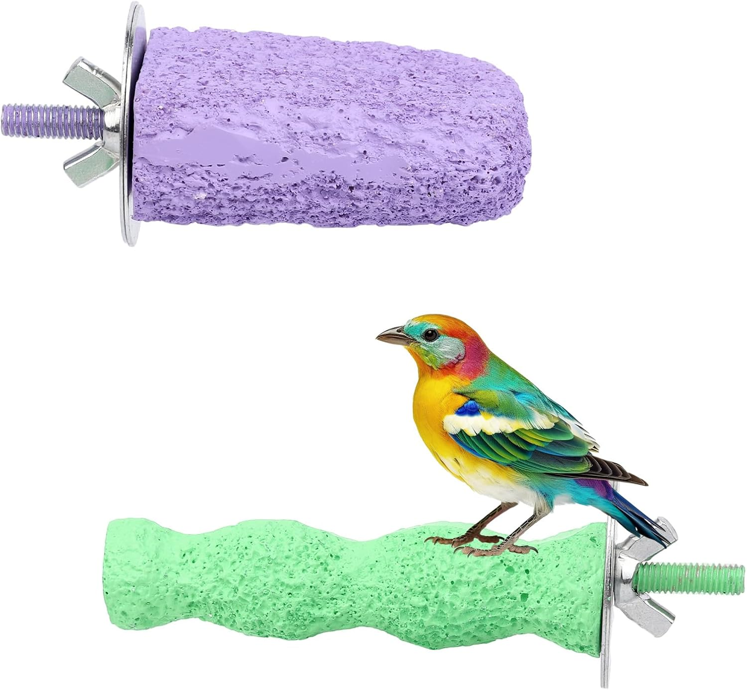 2Pcs Anti-Slip Bird Beak Grinding Stones, Washable Resin Bird Beak Trimmer & Nail Filing Stand Platform Cage Accessories for Parrots Budgies Cockatiels Parakeets image number 3