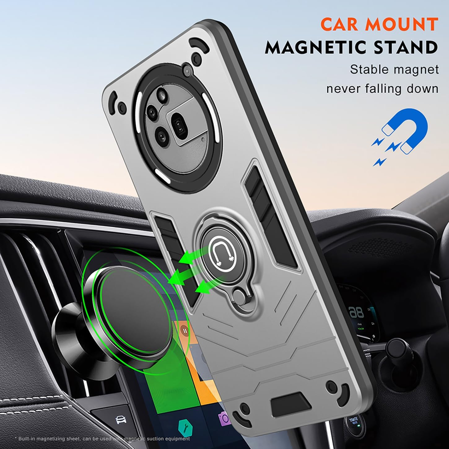 ILING Case for Nothing Phone (3A) Pro, Ultra Thin Matte Texture Hard PC Shockproof Armour Mobile Phone Case, Silicone TPU Bumper Protective Case with Ring Stand and Camera Protection (Silver) - Silver image number 2