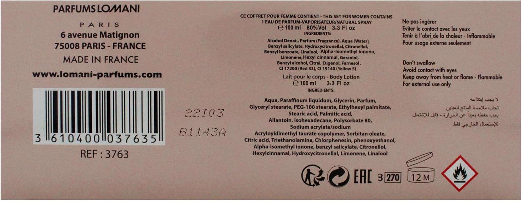 AB Spirit Millionaire Le Parfum Gold Icon by Lomani for Women - 2 Pc Gift Set 3.3Oz EDP Spray, 3.3Oz Body Lotion