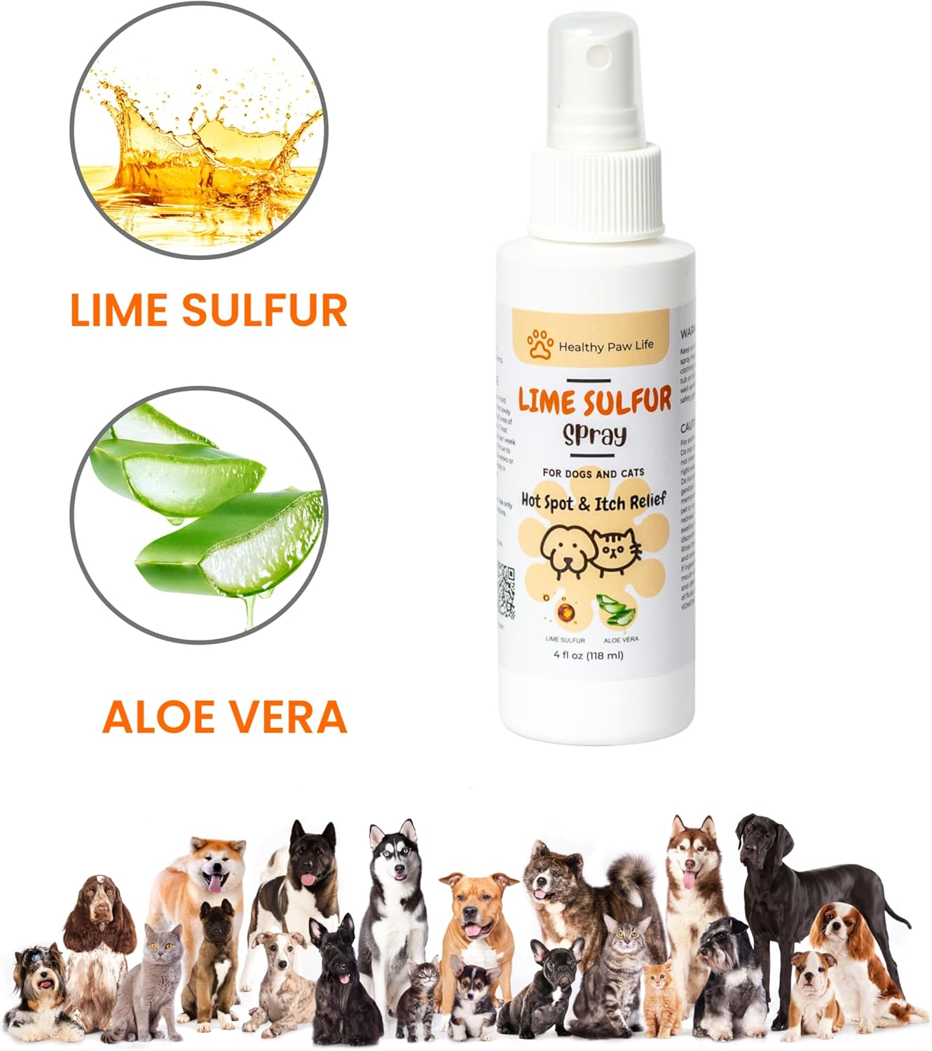 Healthy Paw Life Lime Sulfur Spray - Pet Care for Dry and Itchy Skin - Spotcare and Safe Solution for Dog, Cat, Puppy, Kitten, Horse (4 Oz) image number 1