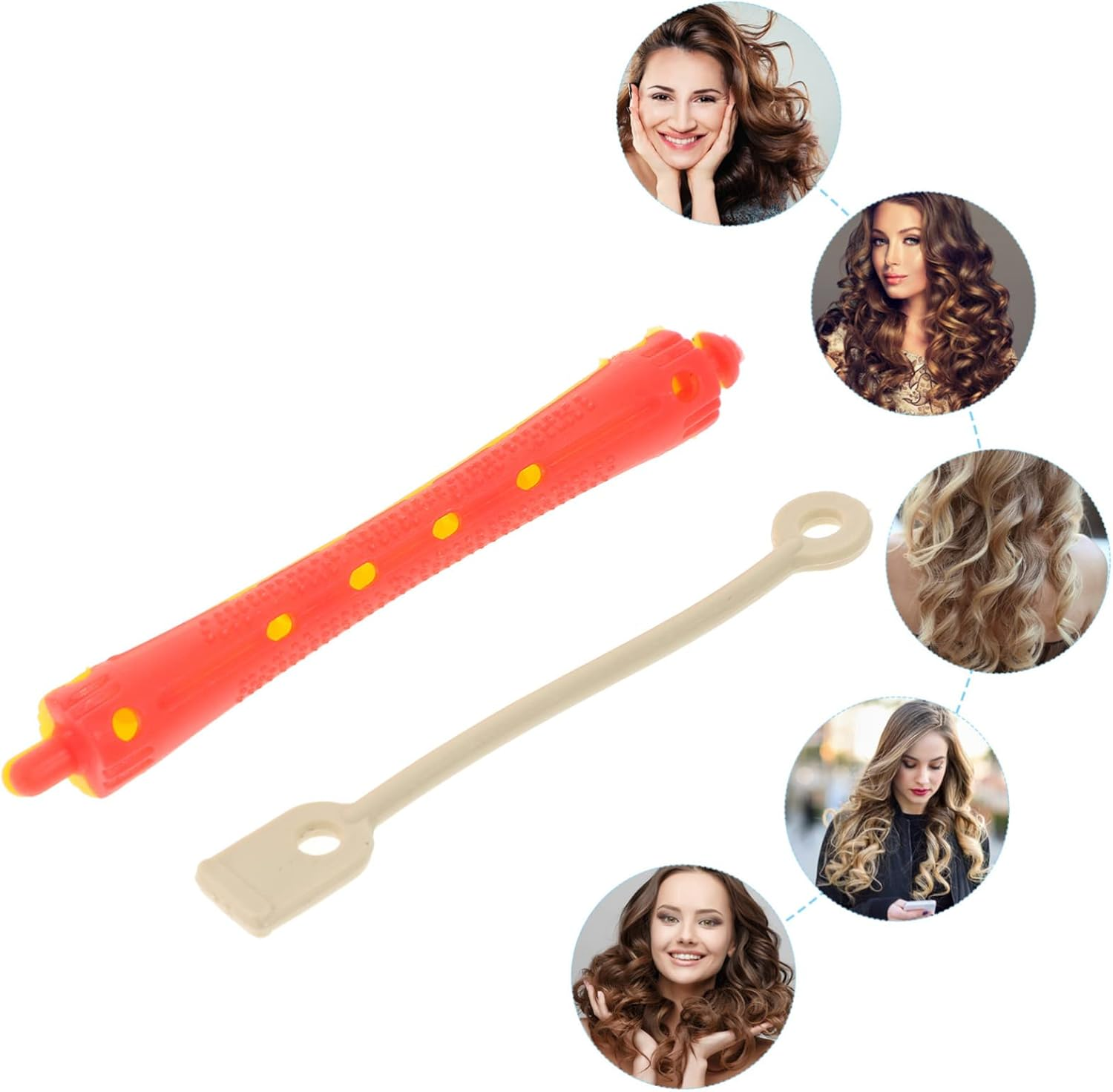 Ipetboom Pack of 24 Hollow Rollers with Elastic Band, Natural Curler, Barber, Perm Bars, Perm Rods, for Hair, Curling Irons, Cold Perms, Cold Burning, Plastic Hair Stick for Men image number 4