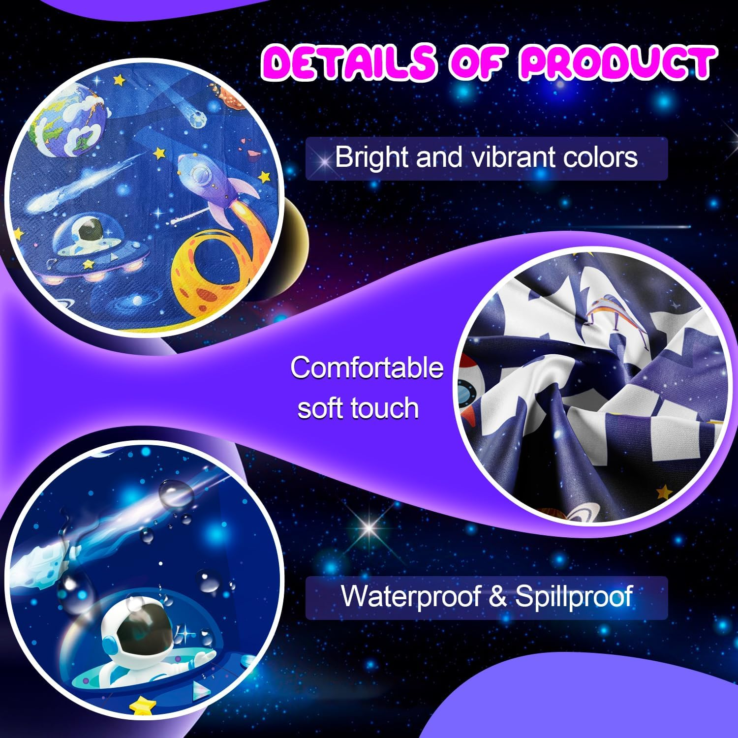 Space Birthday Party Decorations Serves 10, Space Birthday Decorations&Outer Space Birthday Tableware Set- Outer Space Birthday Party Plates Tablecloth Backdrop Balloon Etc Themed Party Decorations image number 5