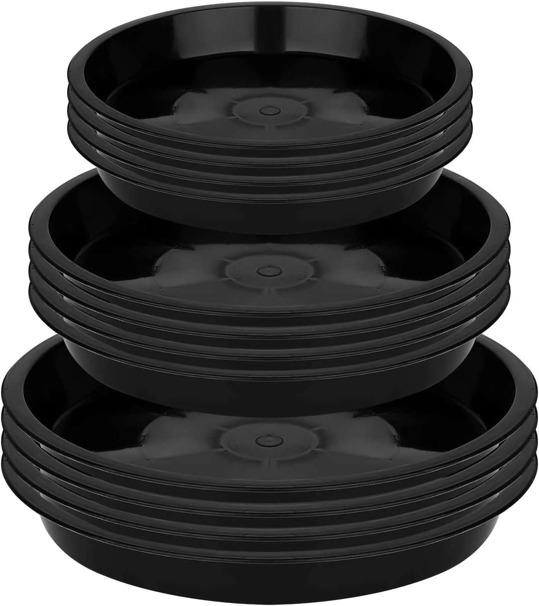 LUTER 12Pcs Garden Plant Saucer, 5.5/6.2/7 Inch round Plant Water Catcher Tray Plastic Plants Trays Flower Pot Drip Trays for Potted Plants (Black) image number 4