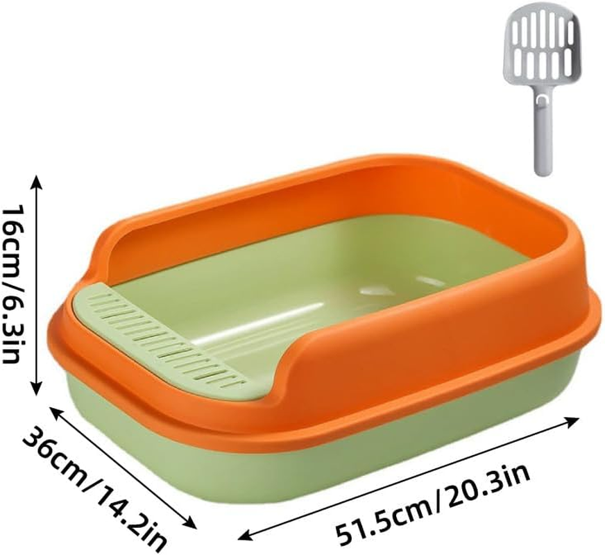 AIMALL Semi-Closed Large Cat Litter Box &ndash; High-Sided Anti-Splash Design, Thickened PP Material, 20.3In Spacious Pet Toilet with Detachable Rim, Includes Scoop