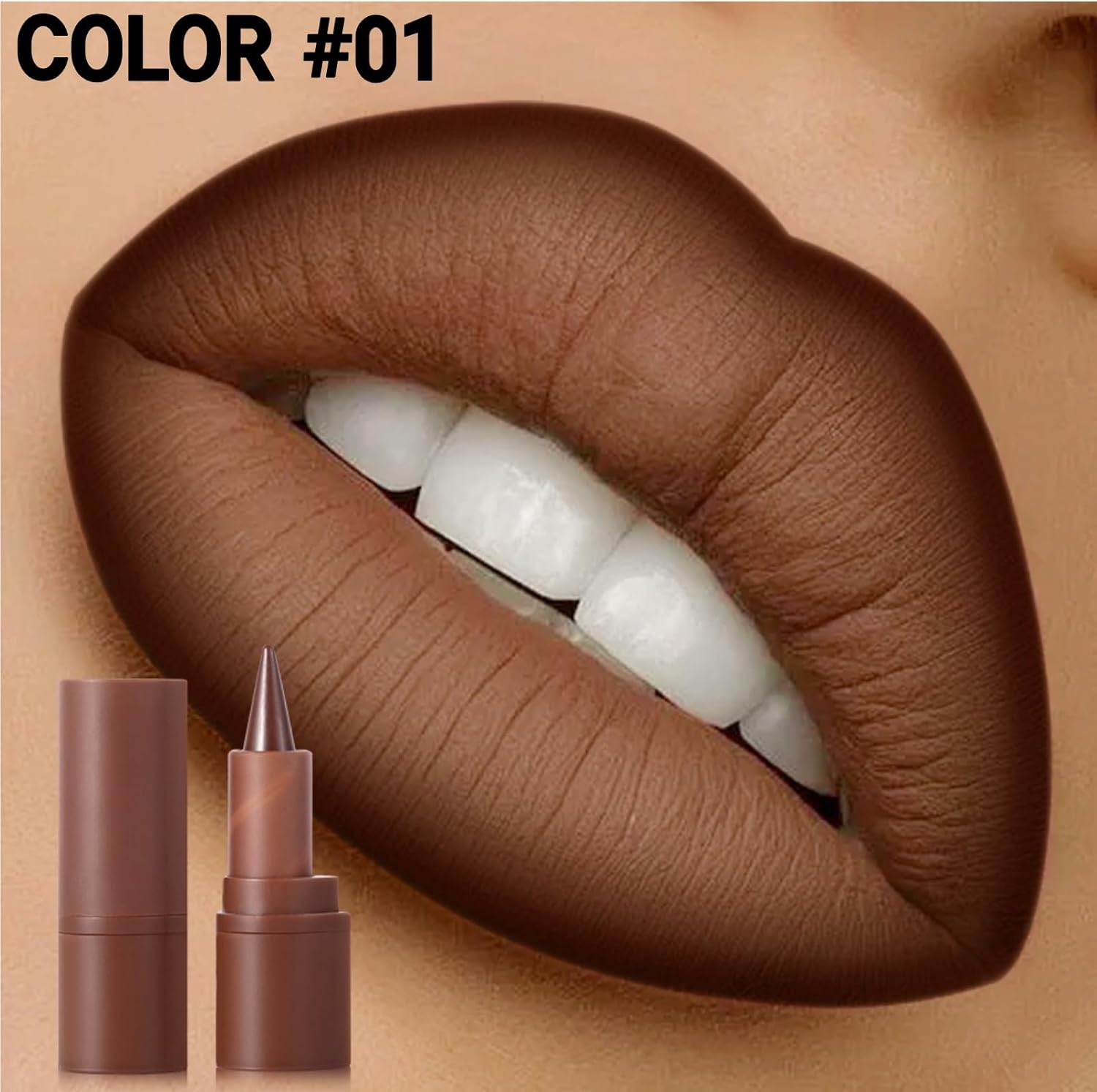 Matte Velvet Lip Liner &ndash; 2-In-1 Lip Liner & Lipstick for Defining & Filling Lips, Long-Lasting Smooth Lip Crayon, High Pigment, 3G(Color#01) image number 6