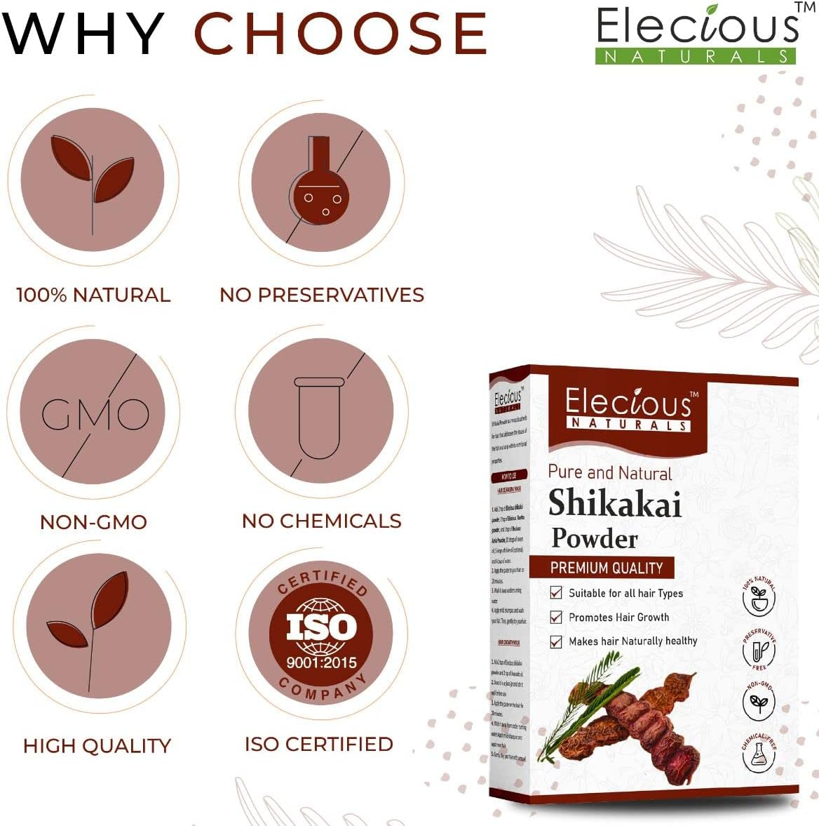 Elecious Shikakai Powder for Hair (Natural Hair Cleanser for Luxirious and Soft Hairs) (200 Grams) image number 3