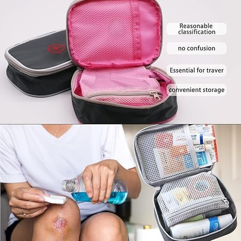Mini Medical Bag Empty Travel First Aid Bag, 2Pcs Portable Empty First Aid Bag Travel Medicine Pouch,Empty Travel Medicine Bag Small Medical Organizer Storage Pouch,Empty First Aid Bag Medicine Pouch image number 5