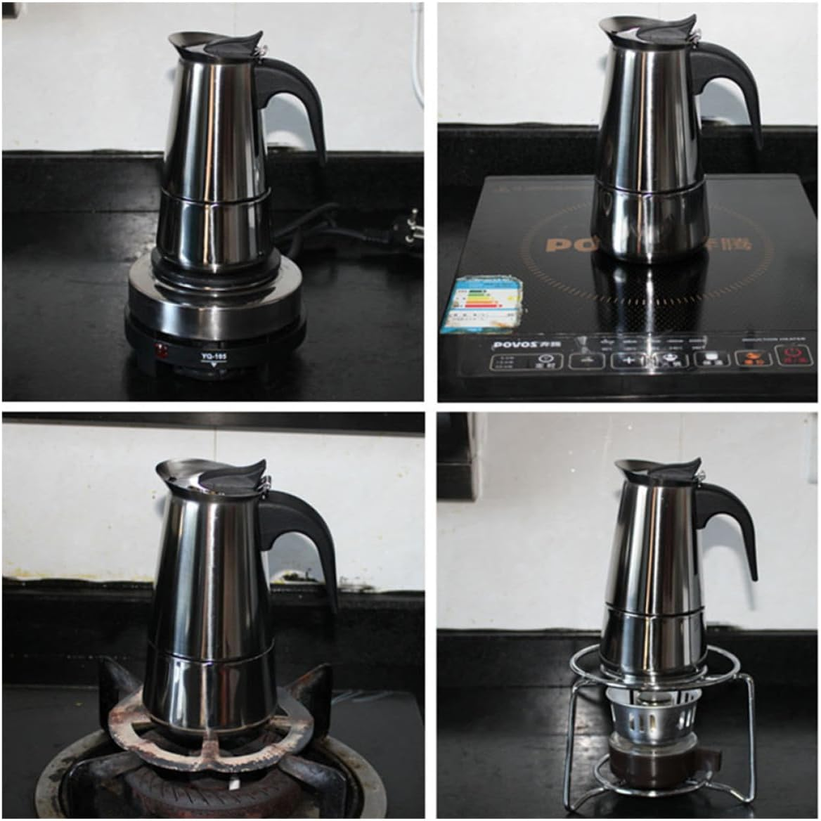 OSALADI Stainless Steel Stovetop Coffee Pot 450Ml 9-Cup Espresso Maker Portable Coffee Brewer for Home and Travel Kitchen Accessories image number 3