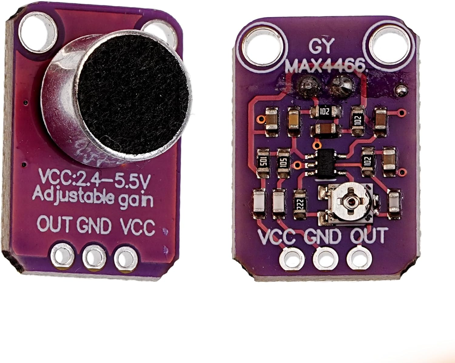 A-DIGISHUO 3Pcs MAX4466 Electret Microphone Sensor Compatible with for Arduino Raspberry Pi ESP32 Sound Sensor Amplifier image number 3