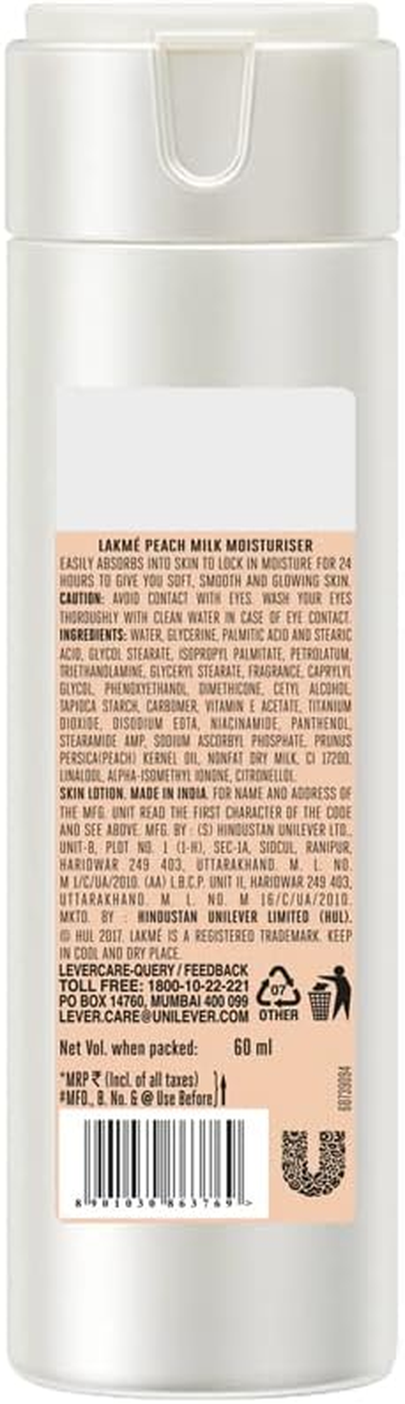 Lakme Peach Milk Moisturizer Body Lotion 60Ml image number 5