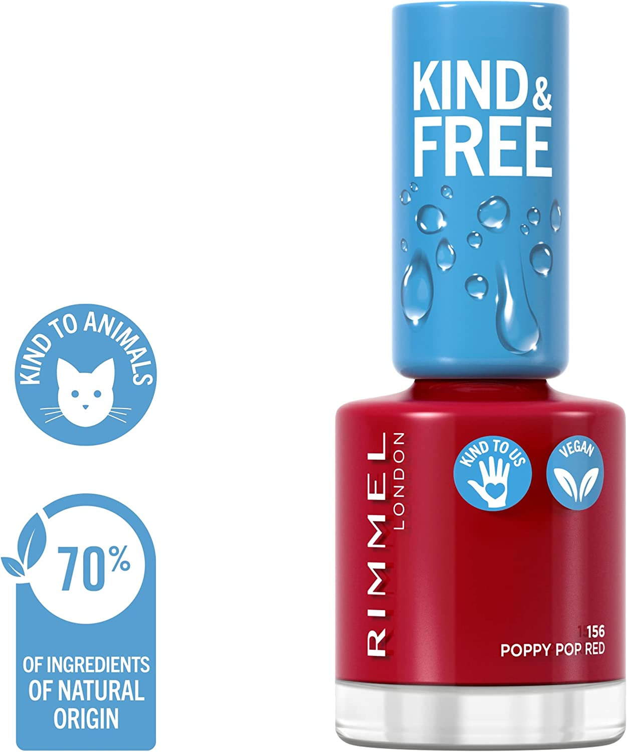Rimmel London Kind & Free Nail Polish #156 Poppy Pop Red 8Ml image number 2