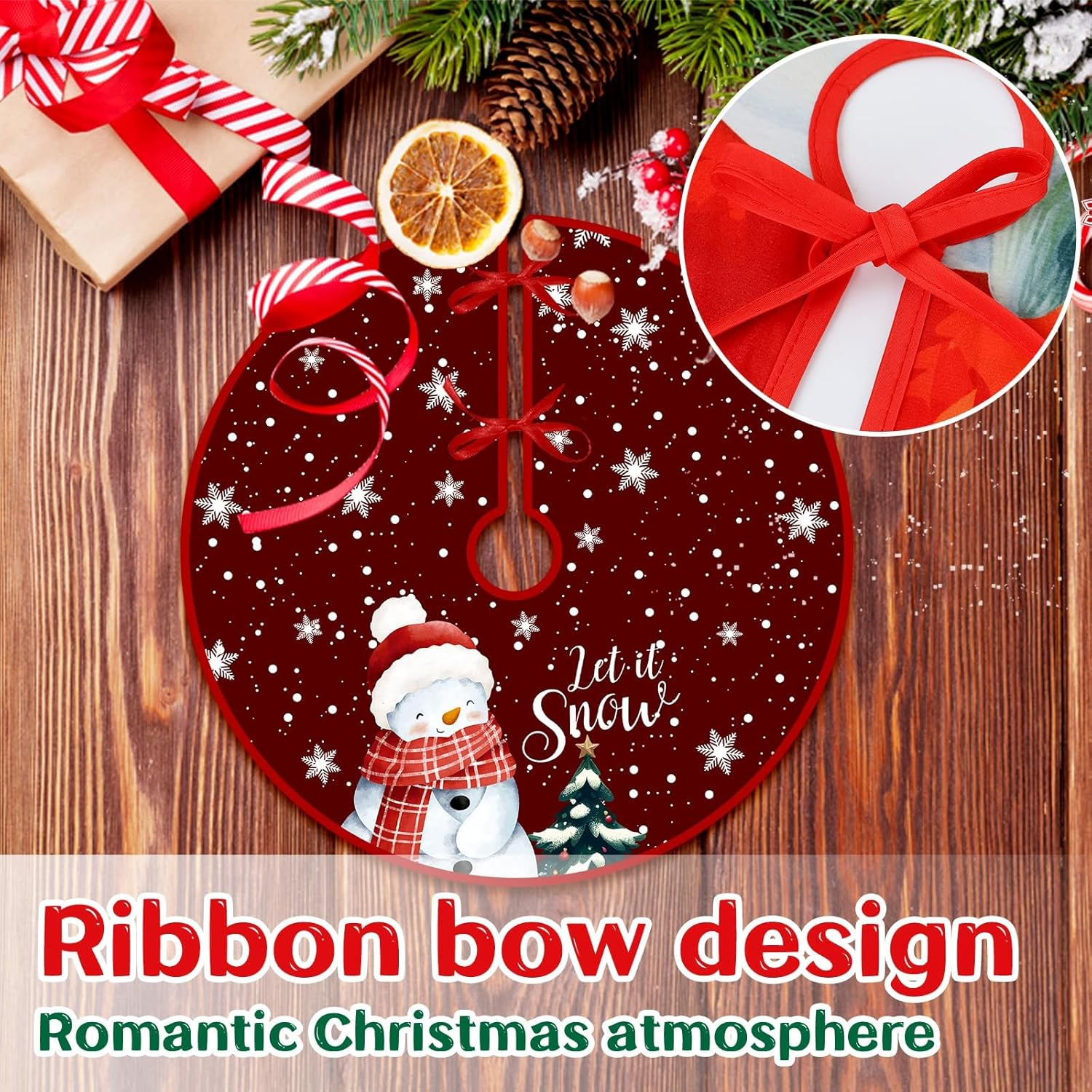 Easter Day Tree Skirt Independence Day 36 Inch Reversible Easter Double Sided Print Mat Christmas Party Supplies for Home Tabletop Trees Holiday Decoration (15 Inch Fall/Christmas) image number 3