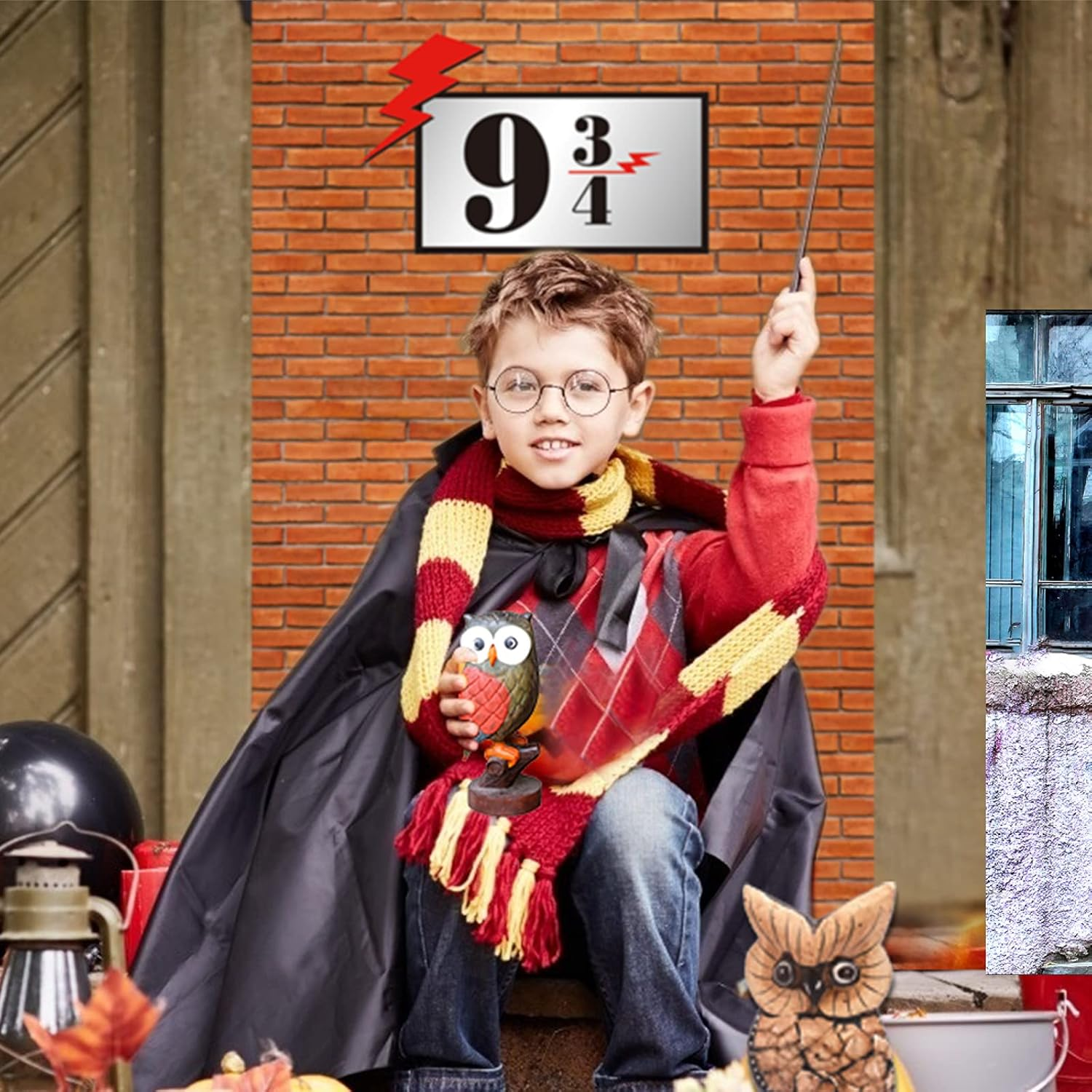 WEDNOK Platform 9 and 3/4 Brick Wall Party Backdrop Magic School Decorative Red Brick Wall Background Banner for Party Decoration Take Photo Indoor Outdoor Children Adult Birthday Gift image number 3
