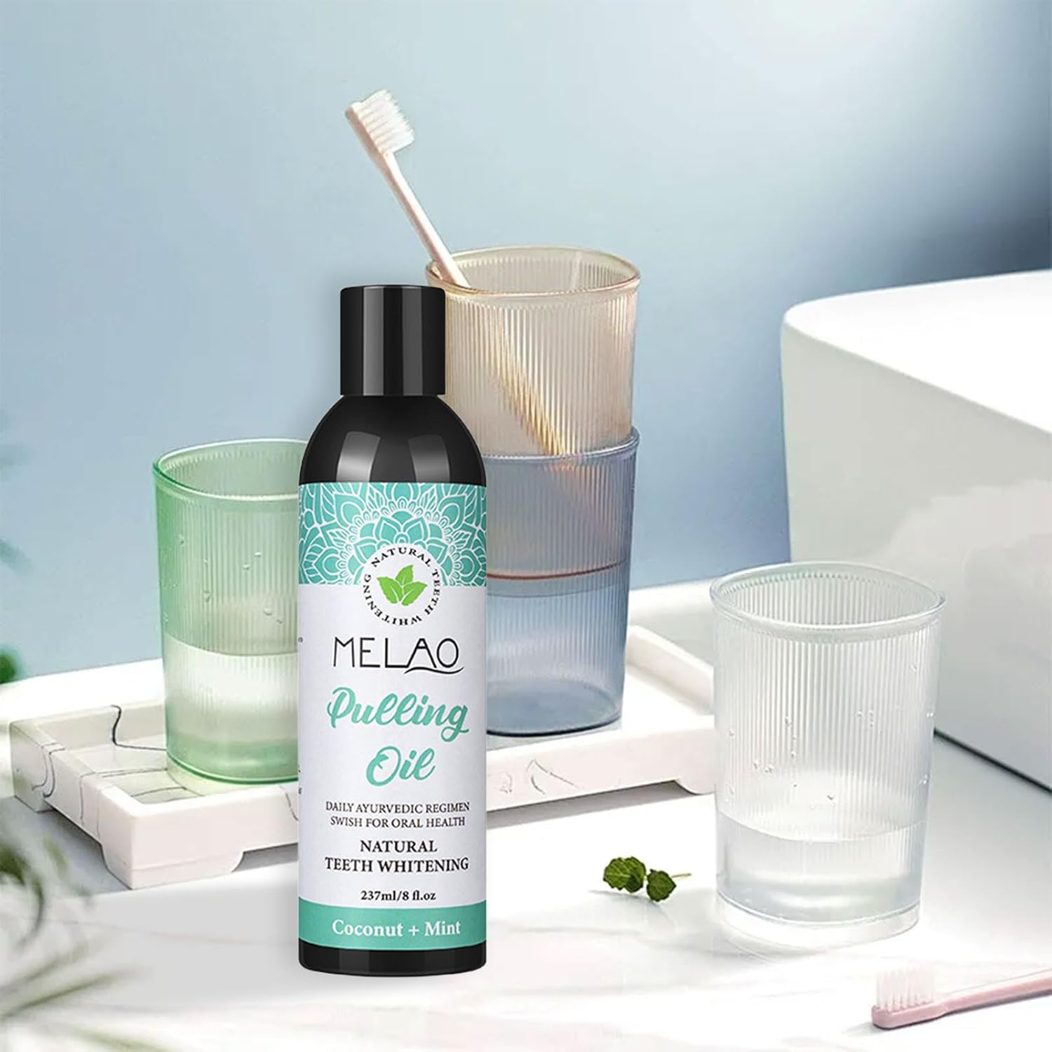 Mouthwash, Natural Coconut and Peppermint Oil - Oral Care Organic Closys Mouthwash, Freshen Breath Oil Pulling for Teeth, Keep Teeth and Gums Happy and Healthy Alcohol-Free image number 5