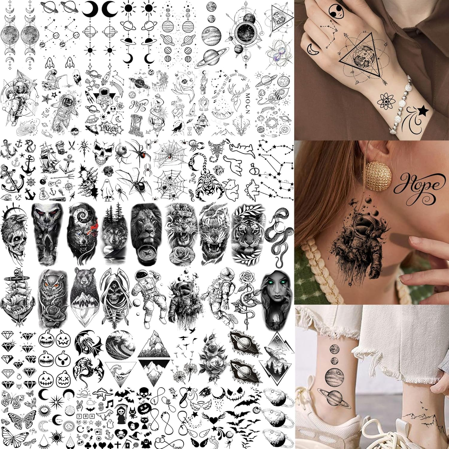 70 Sheets Watercolour Planets Galaxy Temporary Tattoos Women Men Children Boys Adhesive Tattoos Adults, Colourful Star Universe Tattoos for Sticking, Forearm Fake Tattoo Stickers Space image number 3