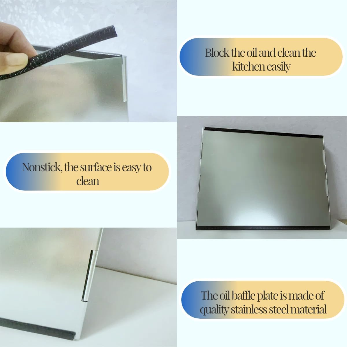 4 Sided Grease Splatter Guard, Foldable Splatter Screen for Stove Stainless Steel Oil Splash Baffle Plate Backsplash for Wall Gas Range Frying Pan Camping