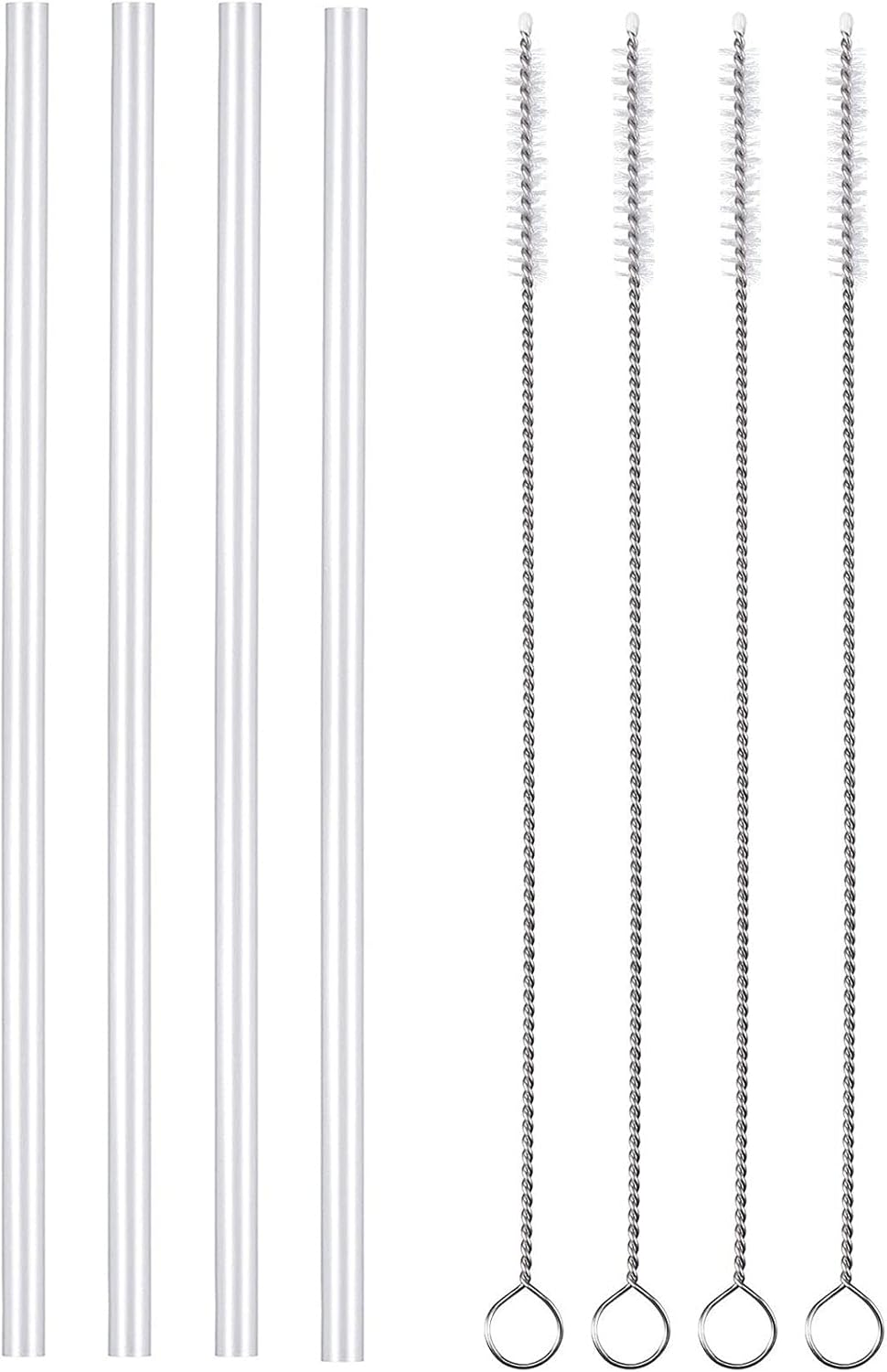 4 PCS Wide Mouth Straw Lid Replacement Straws Compatible with Hydro Flask and Most Wide Mouth Straw Lids [4 Straws + 4 Cleaning Brushes] BPA Free